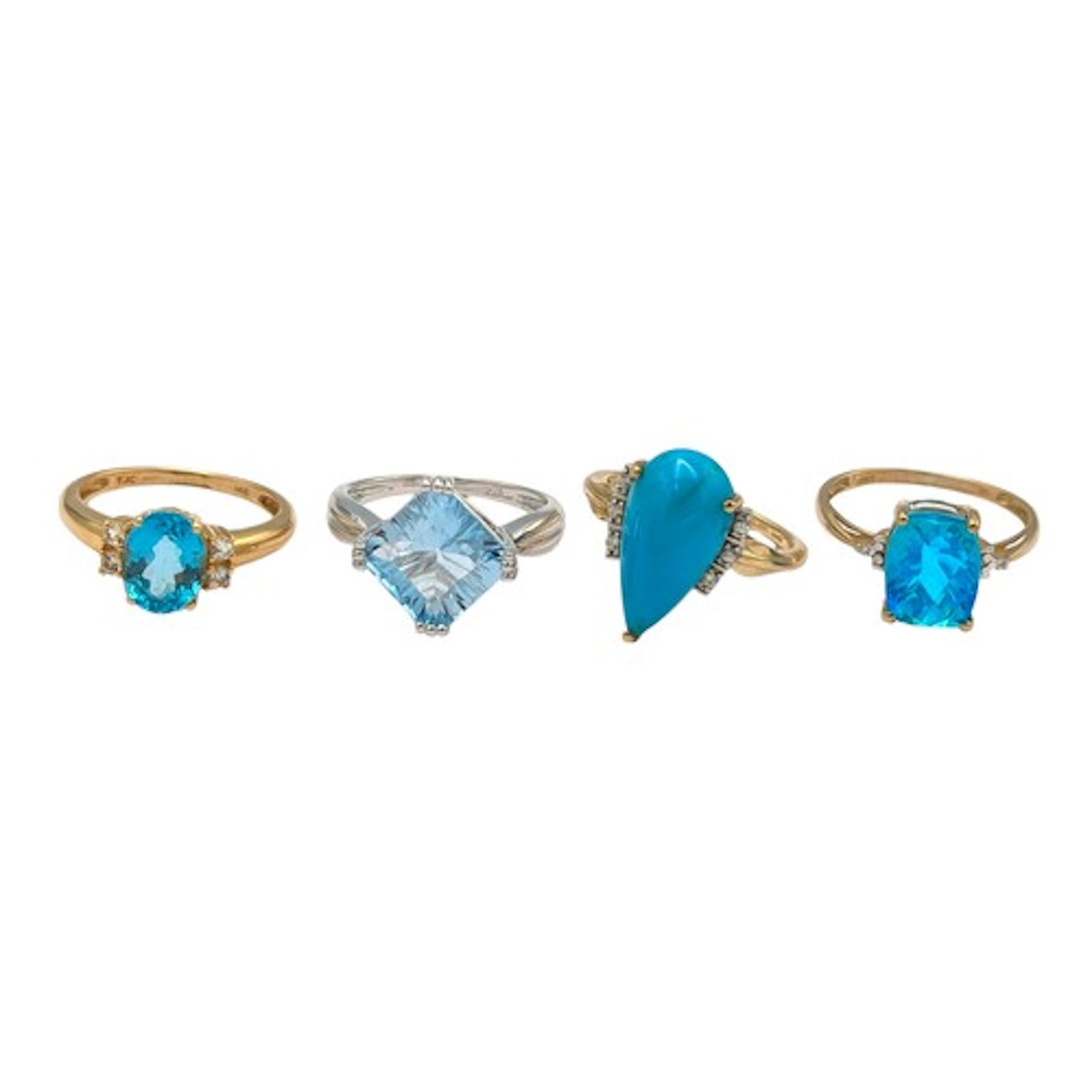 A 9ct white gold pale blue topaz square cut solitaire ring, ...