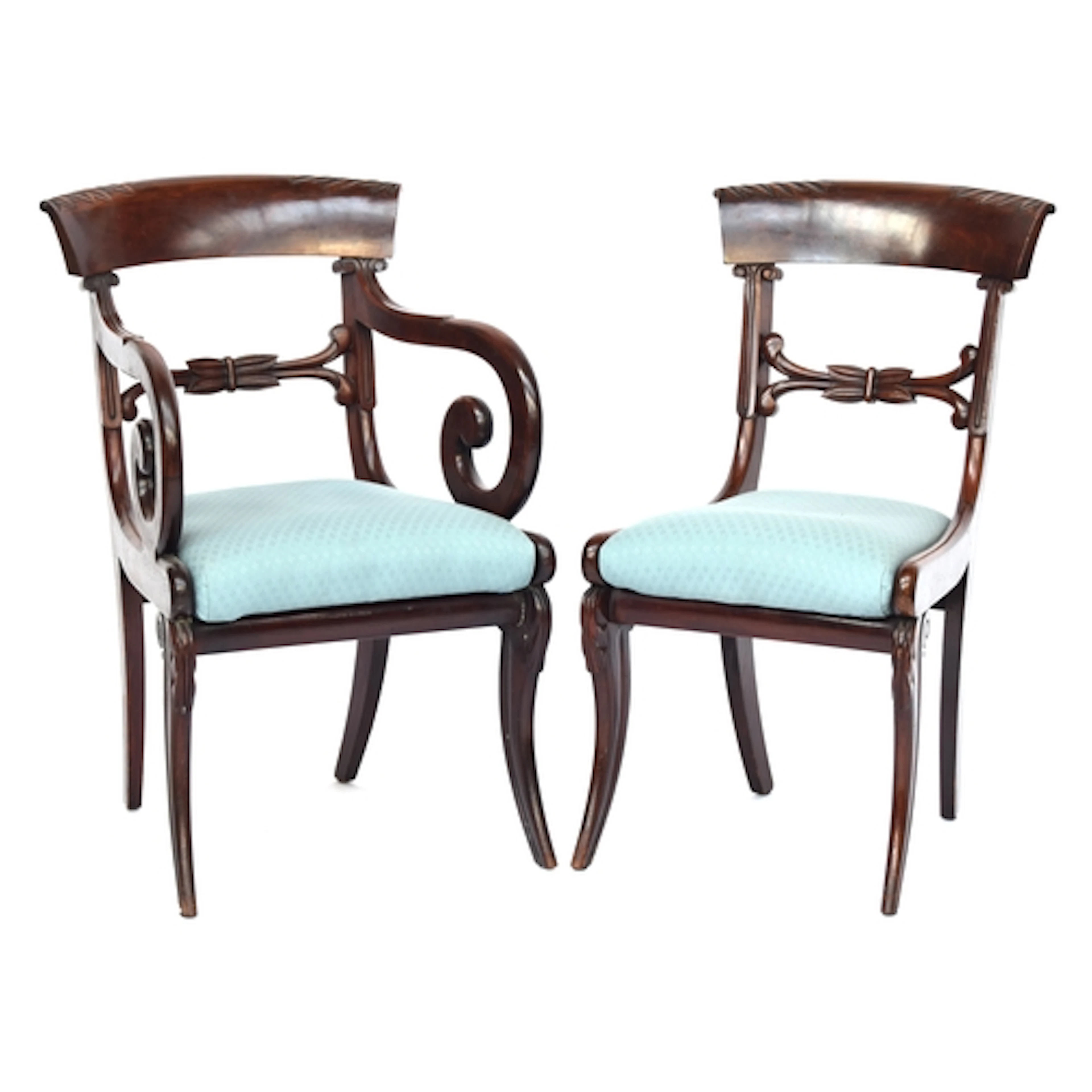 A set of eight William IV mahogany dining chairs, two carver...