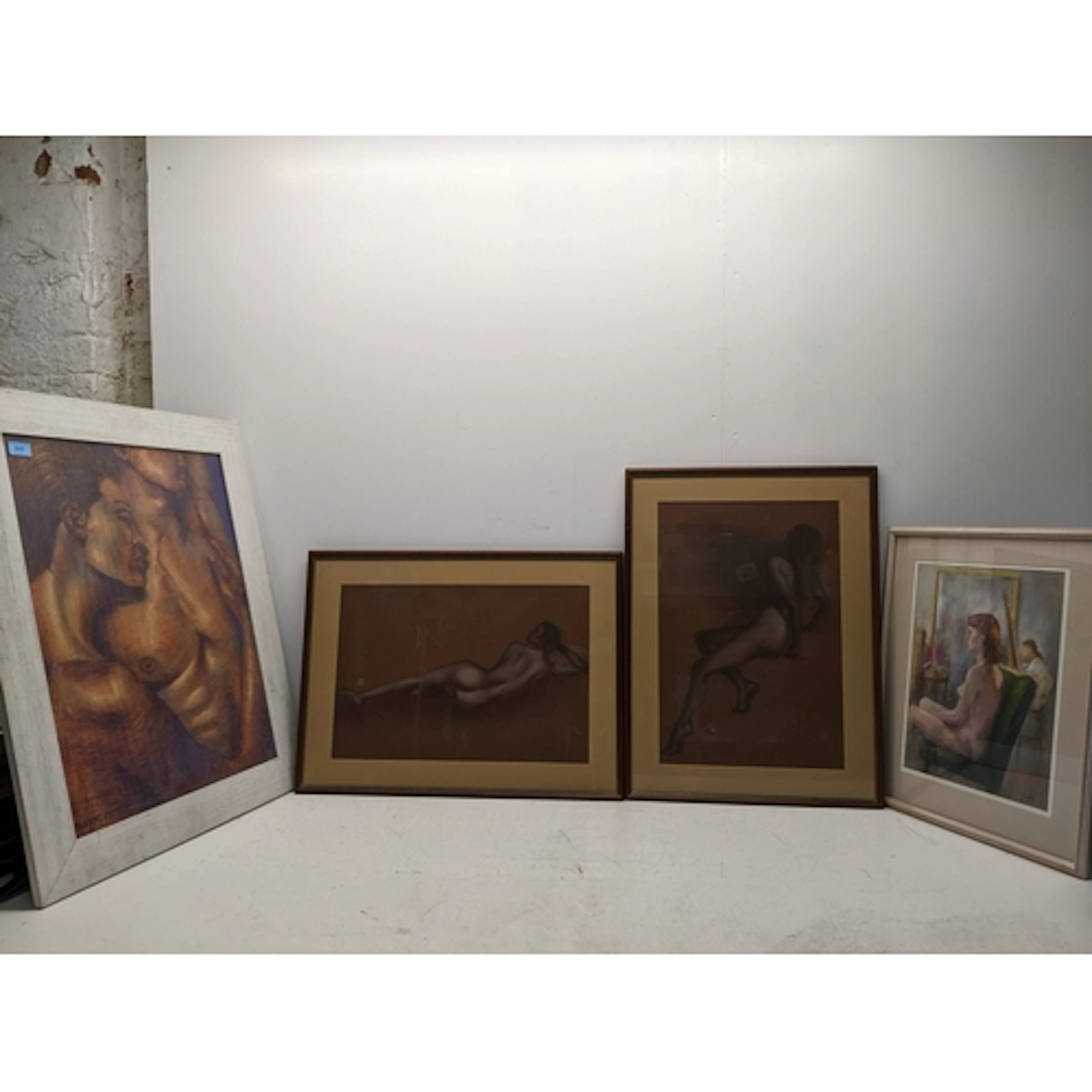 A group of four pastel drawings - nude studies, to include, ...