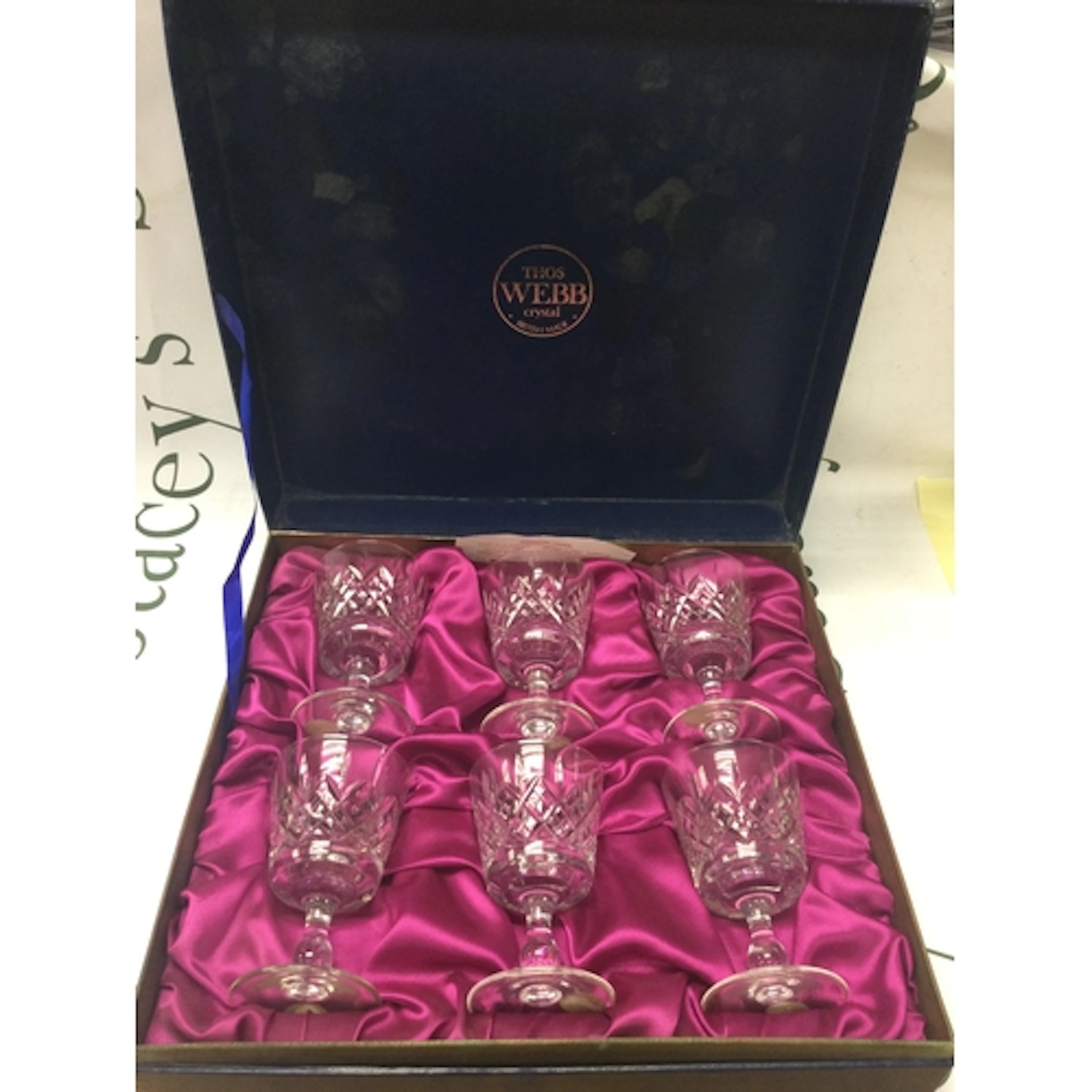 A boxed set of 6 T.Webb crystal glasses. NO RESERVE