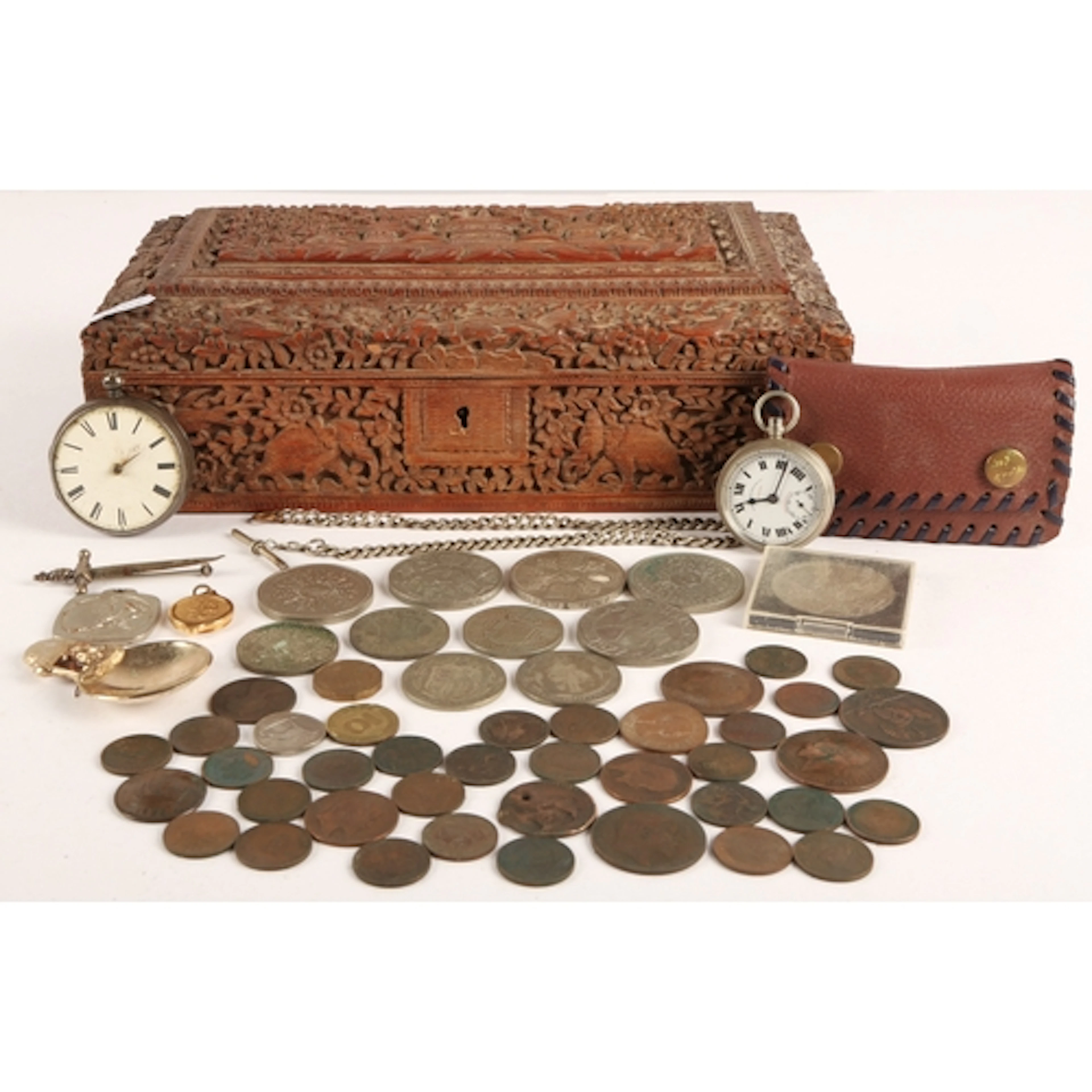Collection of various coins, mostly British, silver pocket w...