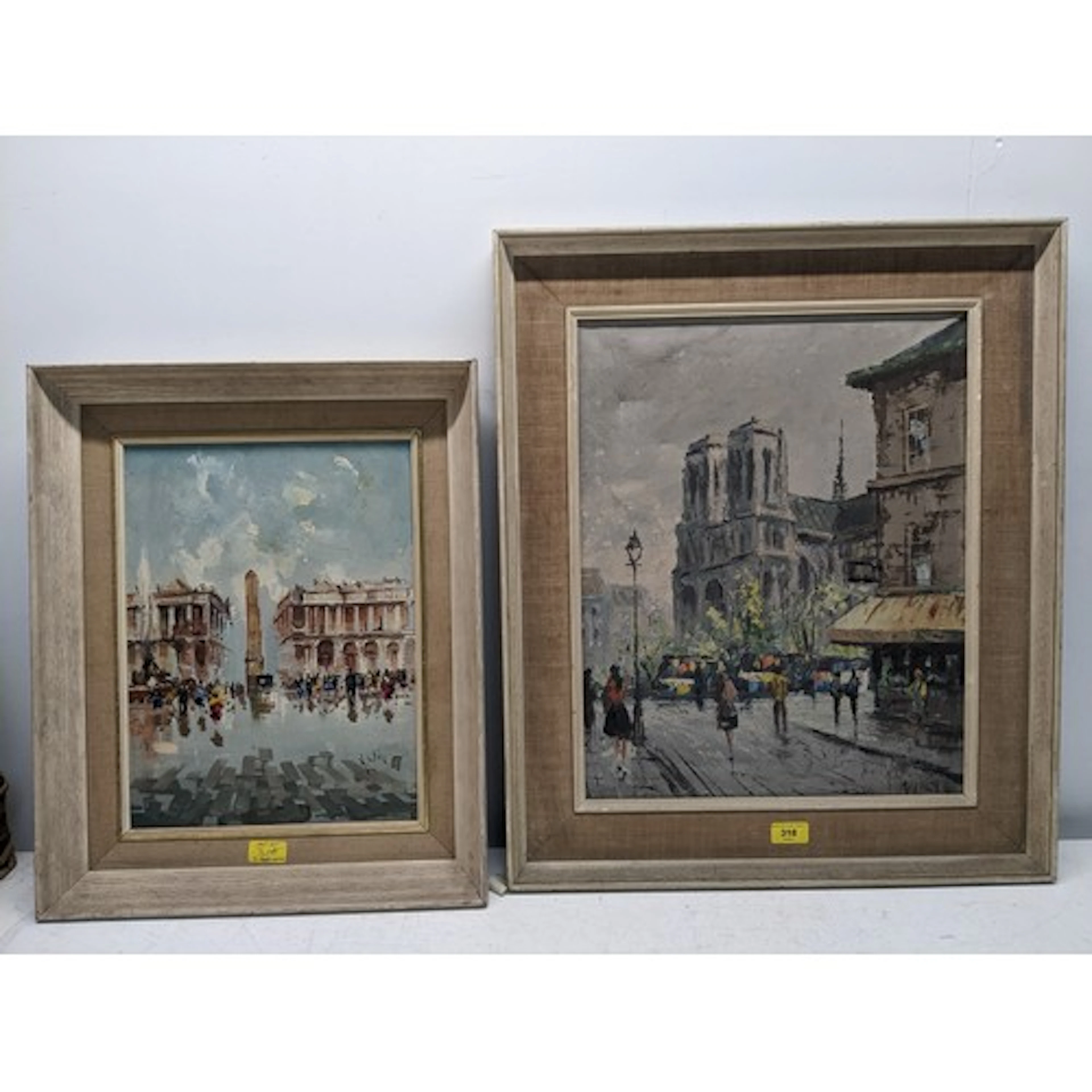 A French style impressionist town street scene with figures ...