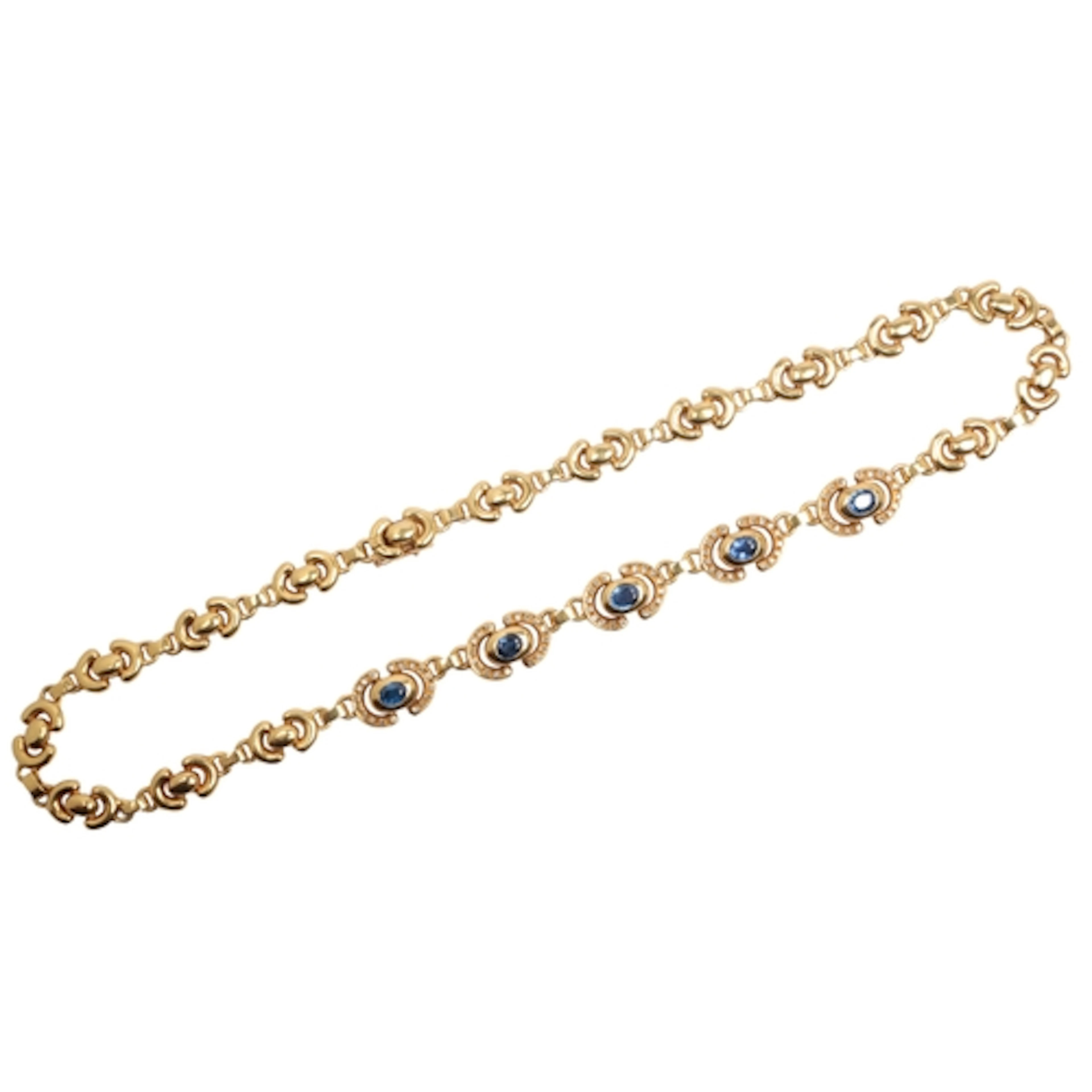 A sapphire and diamond necklace, composed of bracket-shaped ...