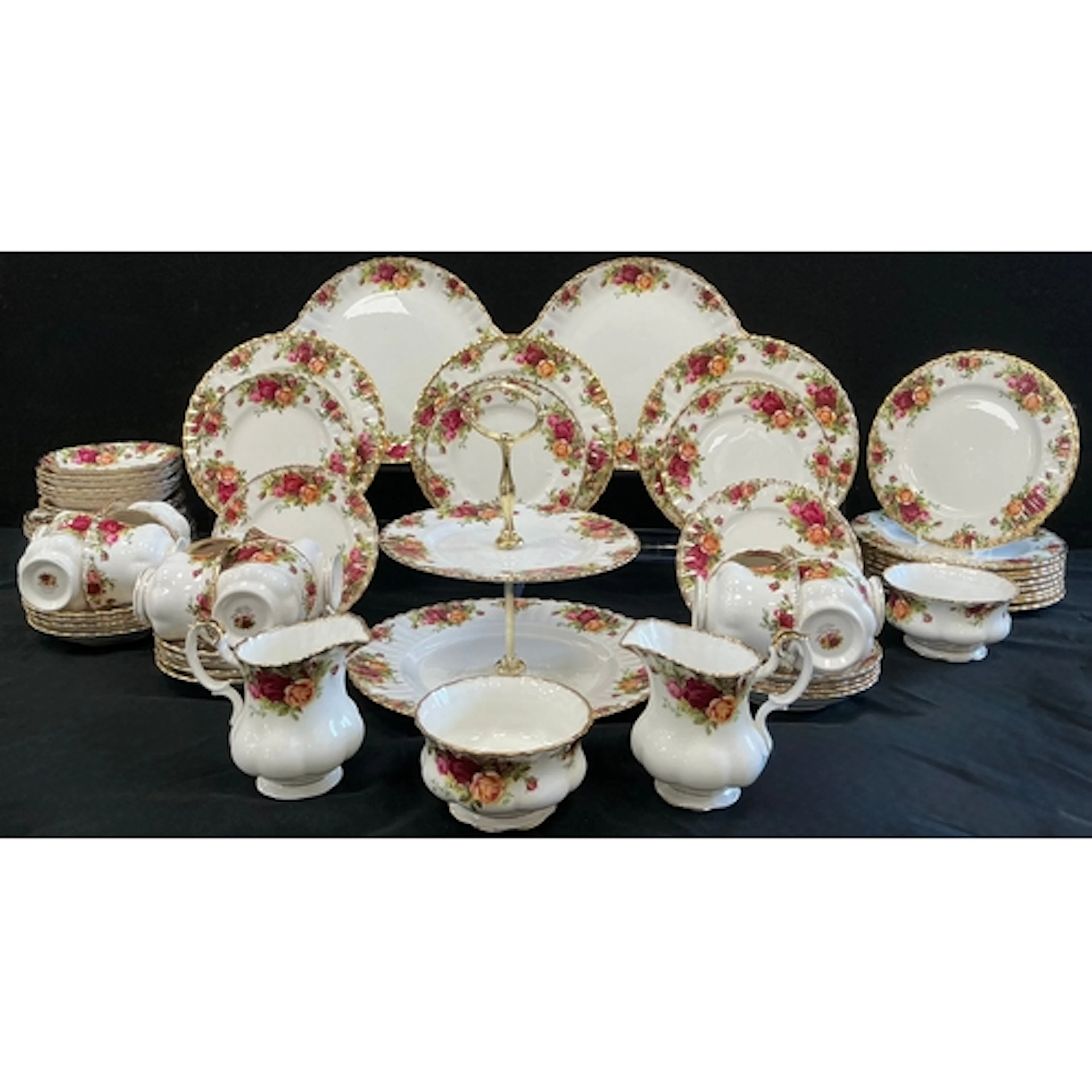 A Royal Albert Old Country Roses tea set to include twelve t...