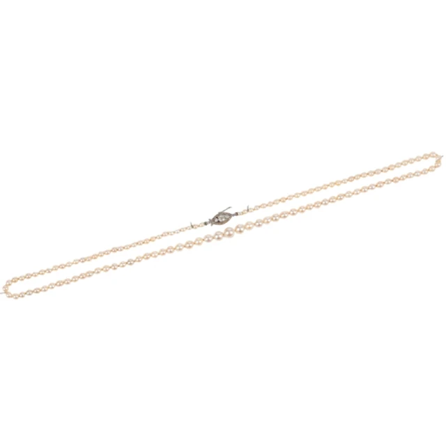 An untested pearl and diamond necklace, France, early 20th c...