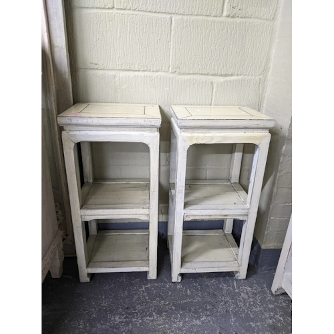 Two cream painted open display/plant stand, two undertiers, ...