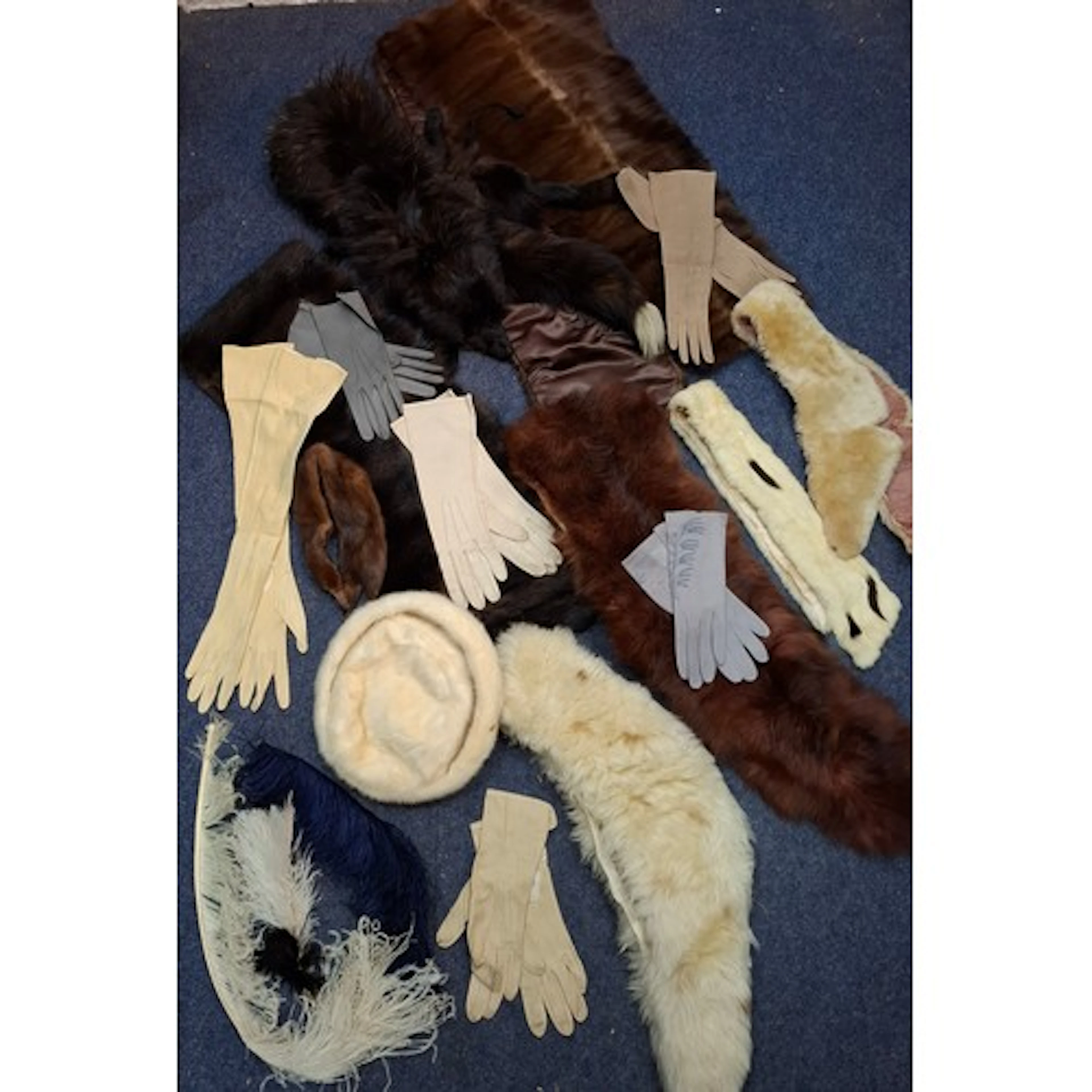 Vintage fashion accessories to include fur stoles, collars a...