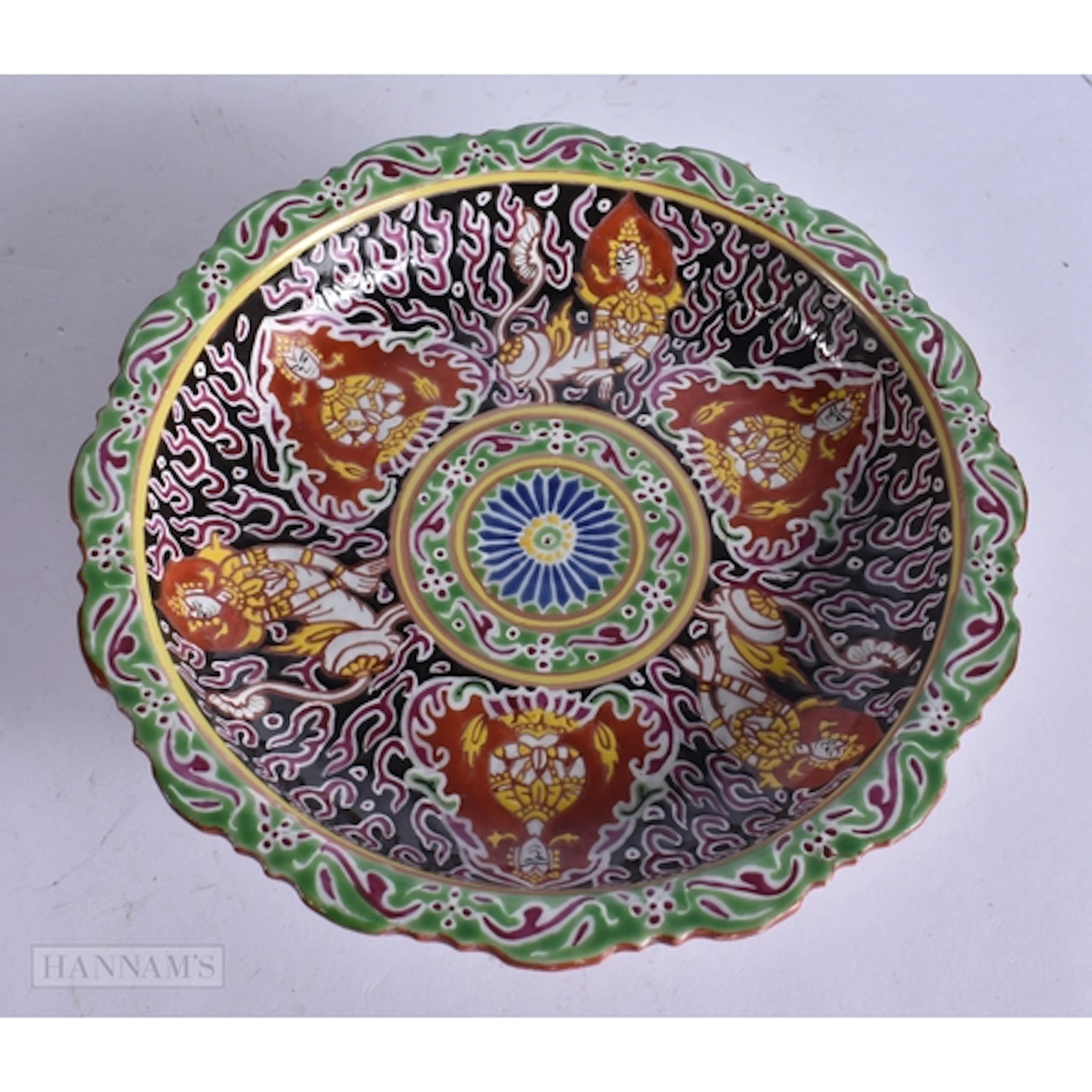 A CHINESE QING DYNASTY THAI MARKET BENCHARONG TAZZA painted ...