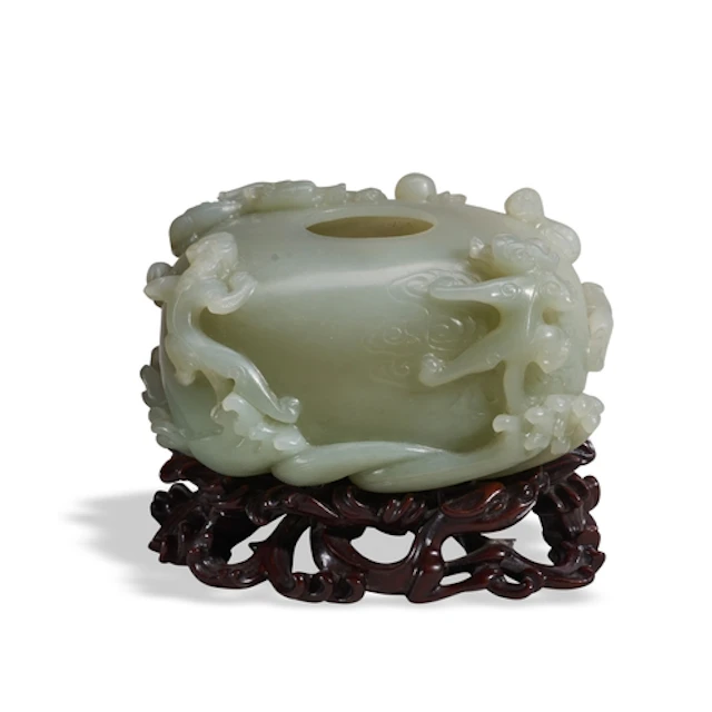 CHINESE JADE OVAL WATERPOT KANGXI/QIANLONG PERIOD 1700-1750...