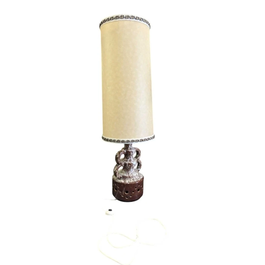 West German mid century ceramic floor standing lamp. Fat lav...