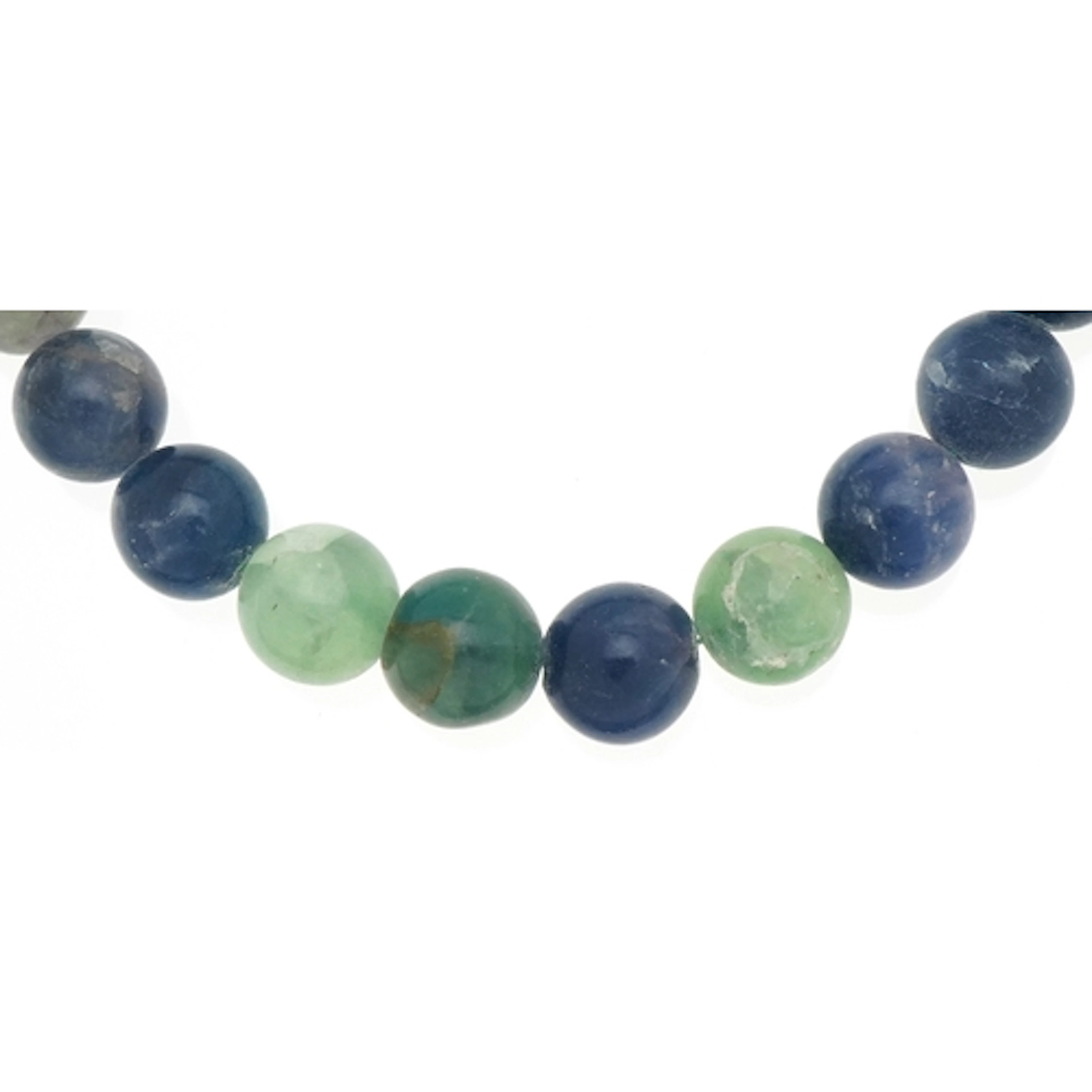A multi coloured fluorite bead necklace with silver clasp, 4...
