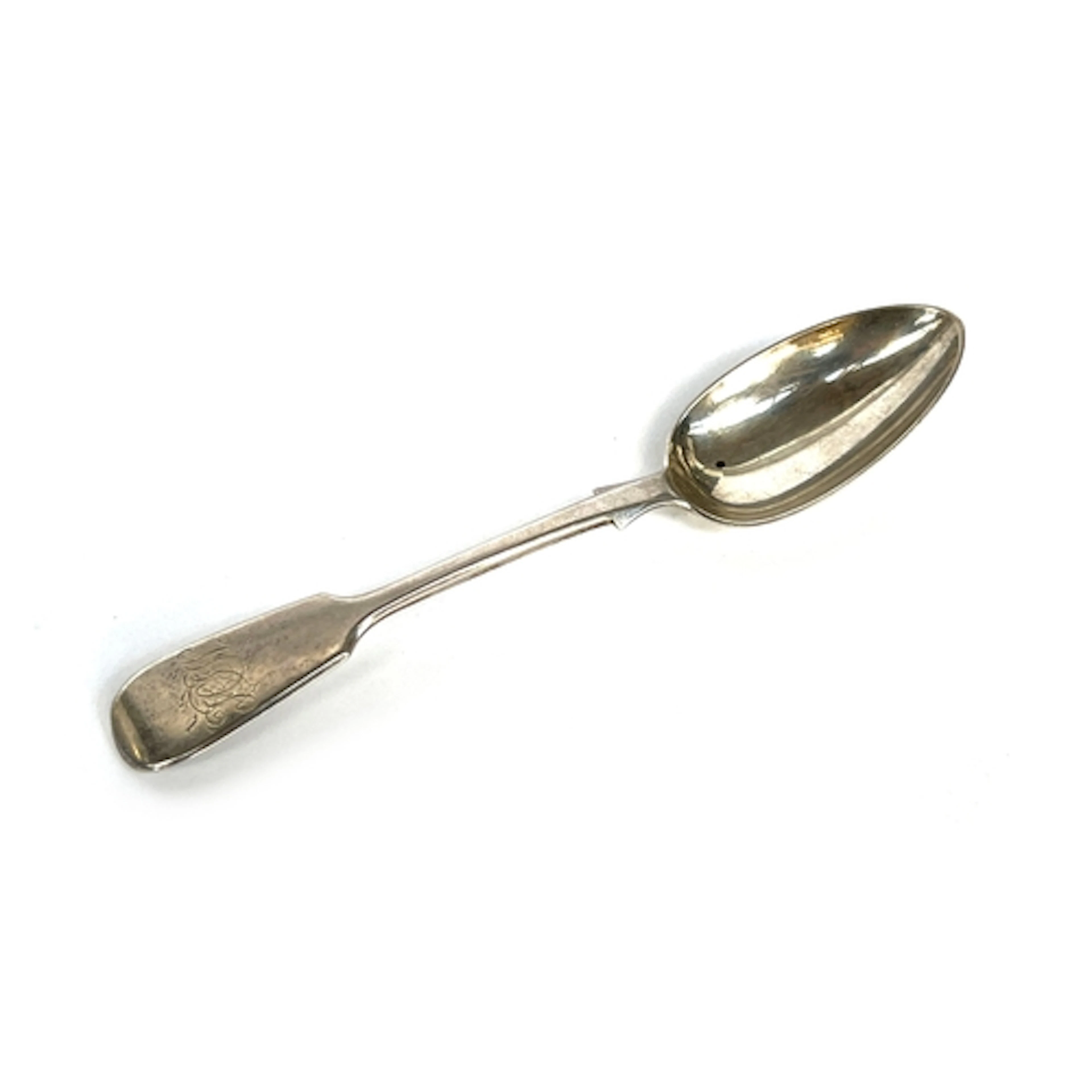 A Victorian provincial silver fiddle pattern teaspoon by Joh...