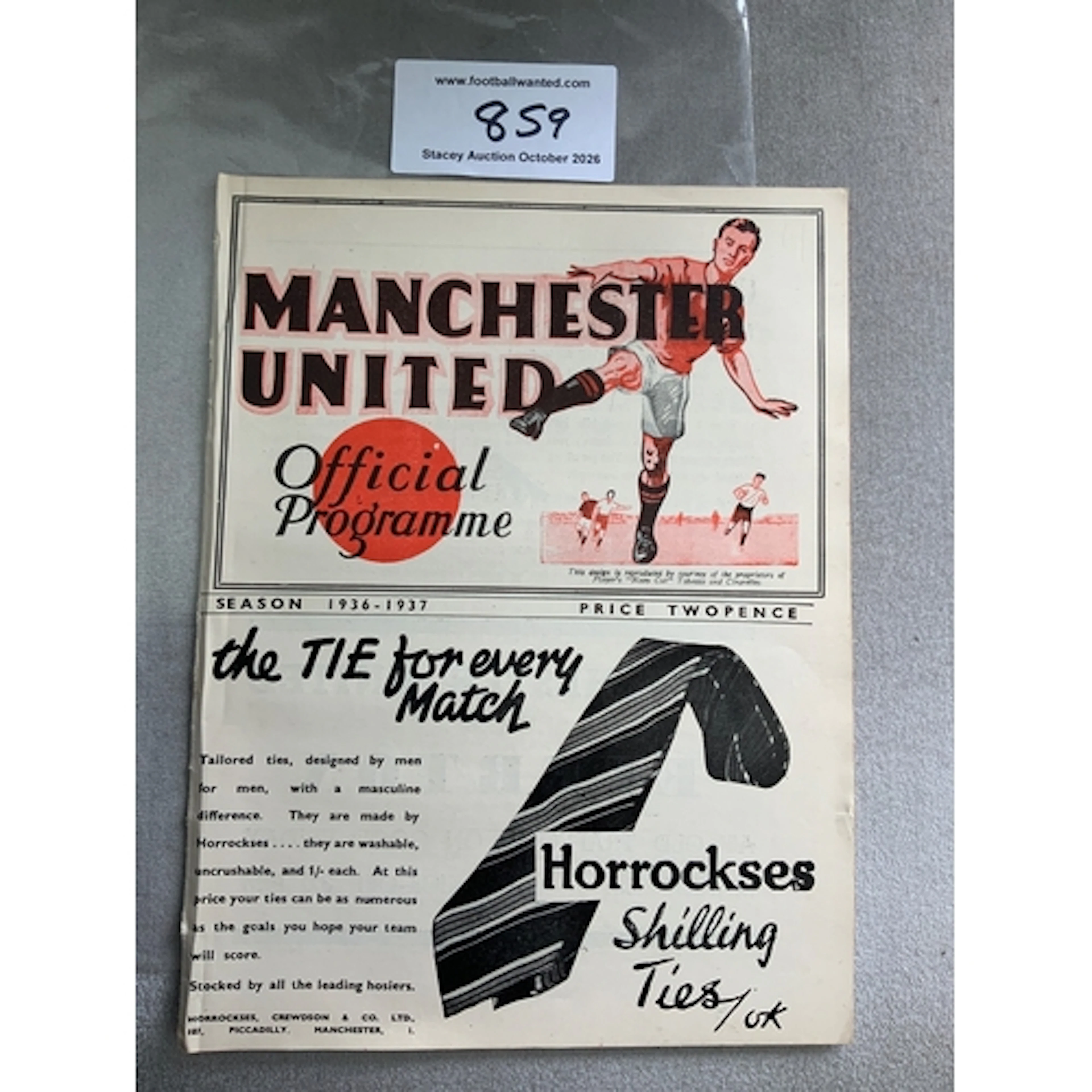 1936 - 1937 Manchester United v Grimsby Town Football Progra...