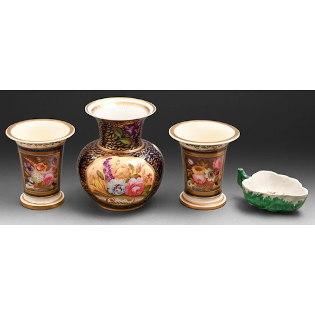 A Doccia leaf shaped butter boat, c1760-80, the interior pai...