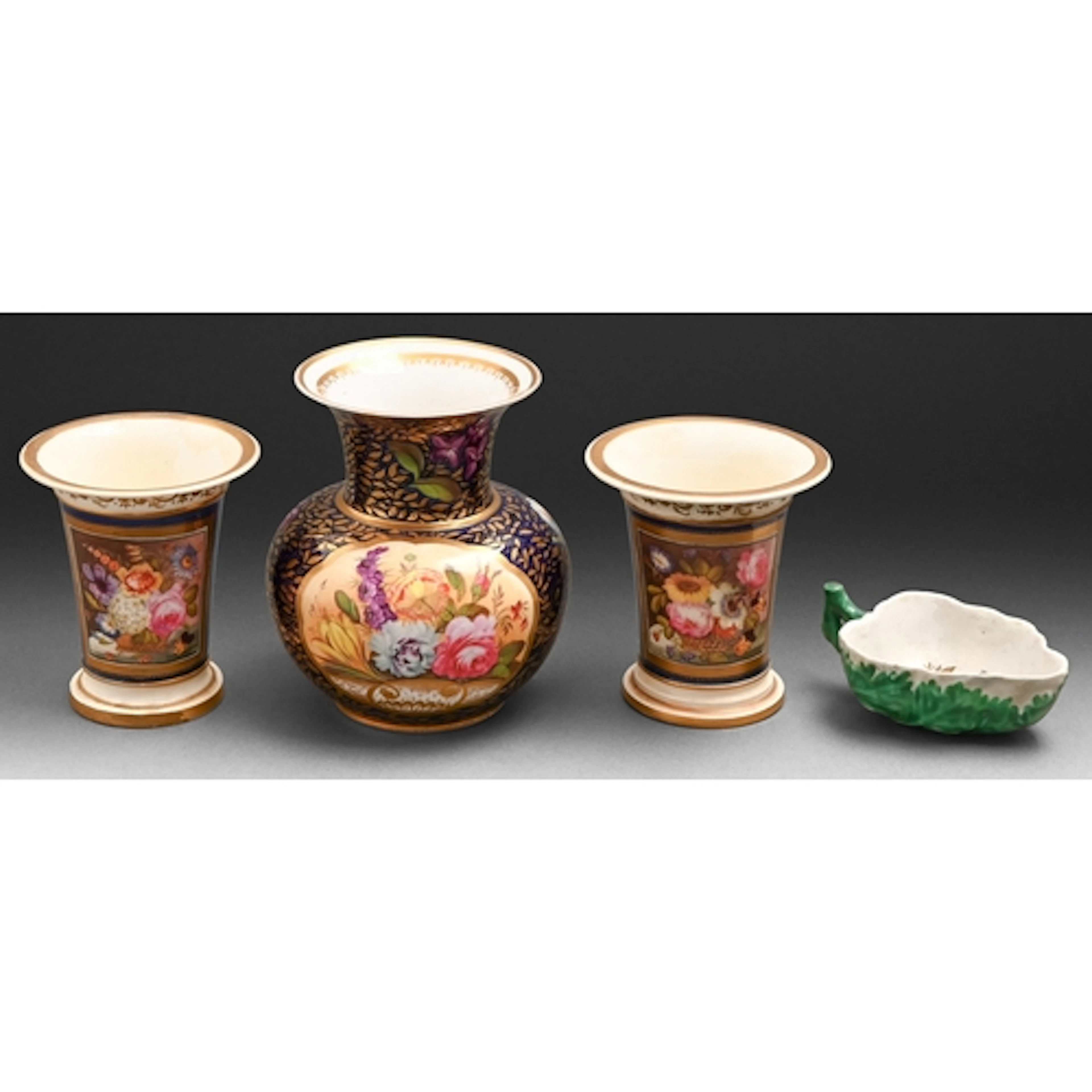 A Doccia leaf shaped butter boat, c1760-80, the interior pai...