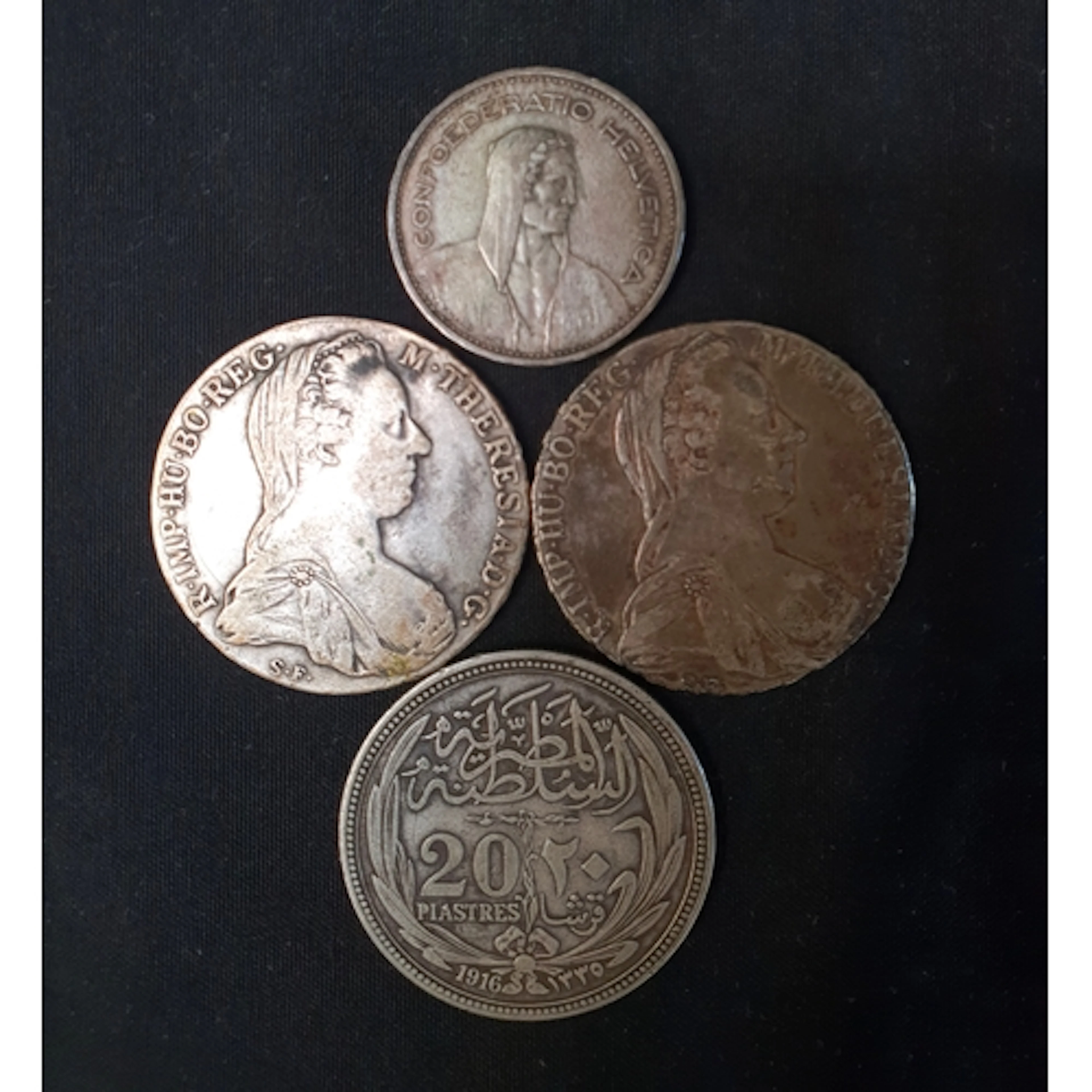 TWO 1780 MARIA THERESA THALER COINS together with a 1935 5 ...