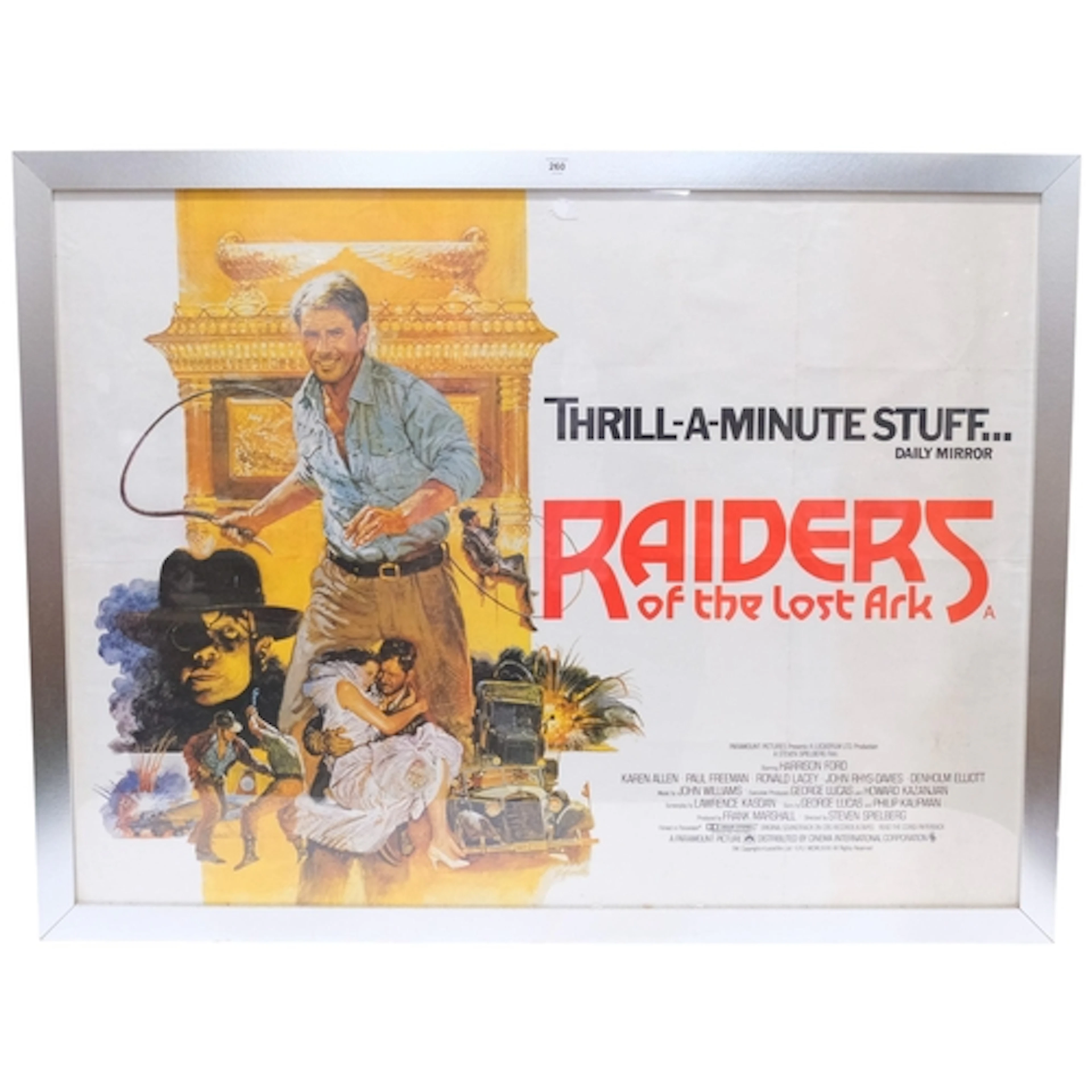 An original quad royal poster, Raiders Of The Lost Ark starr...