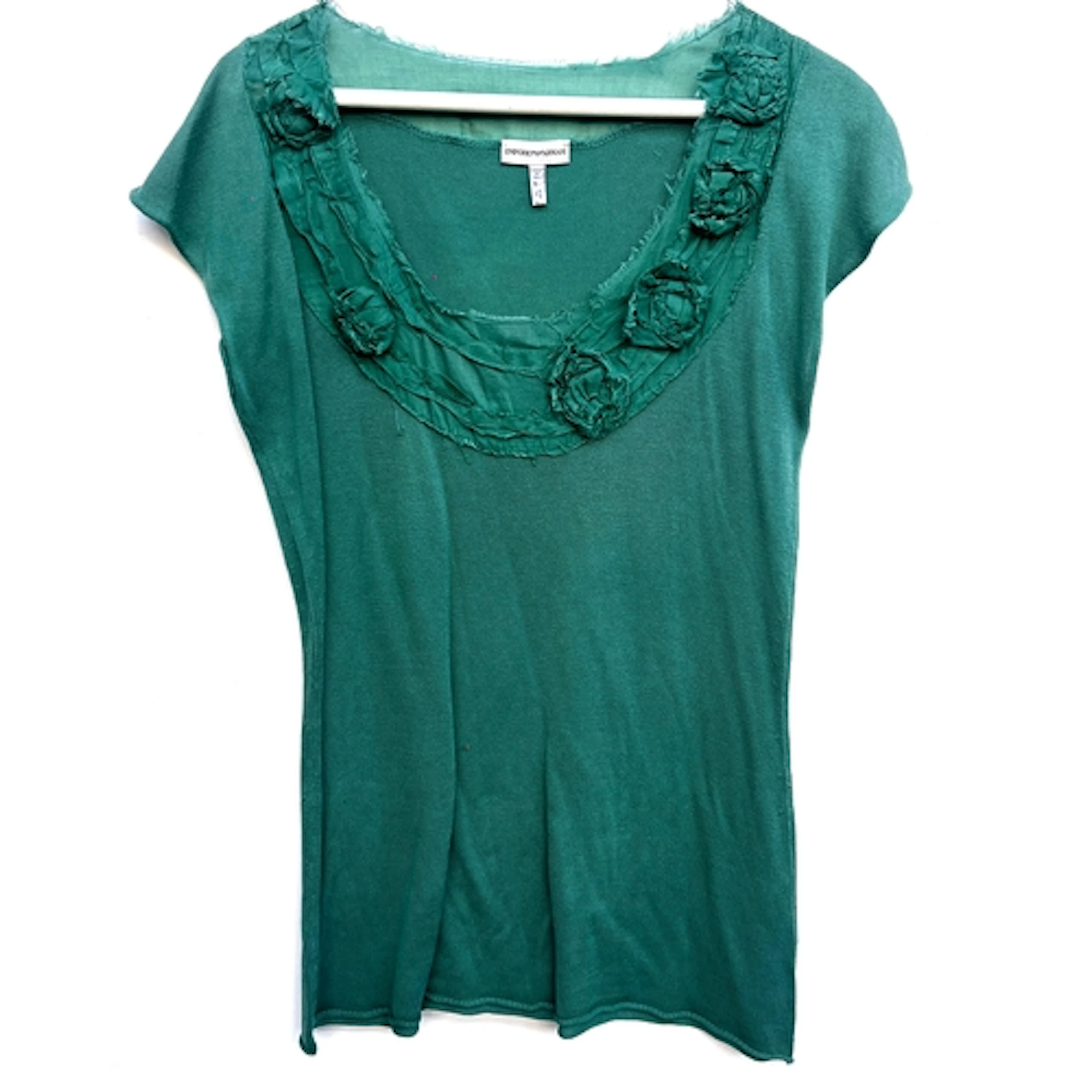 An Emporio Armani green top with floral detail, size 16