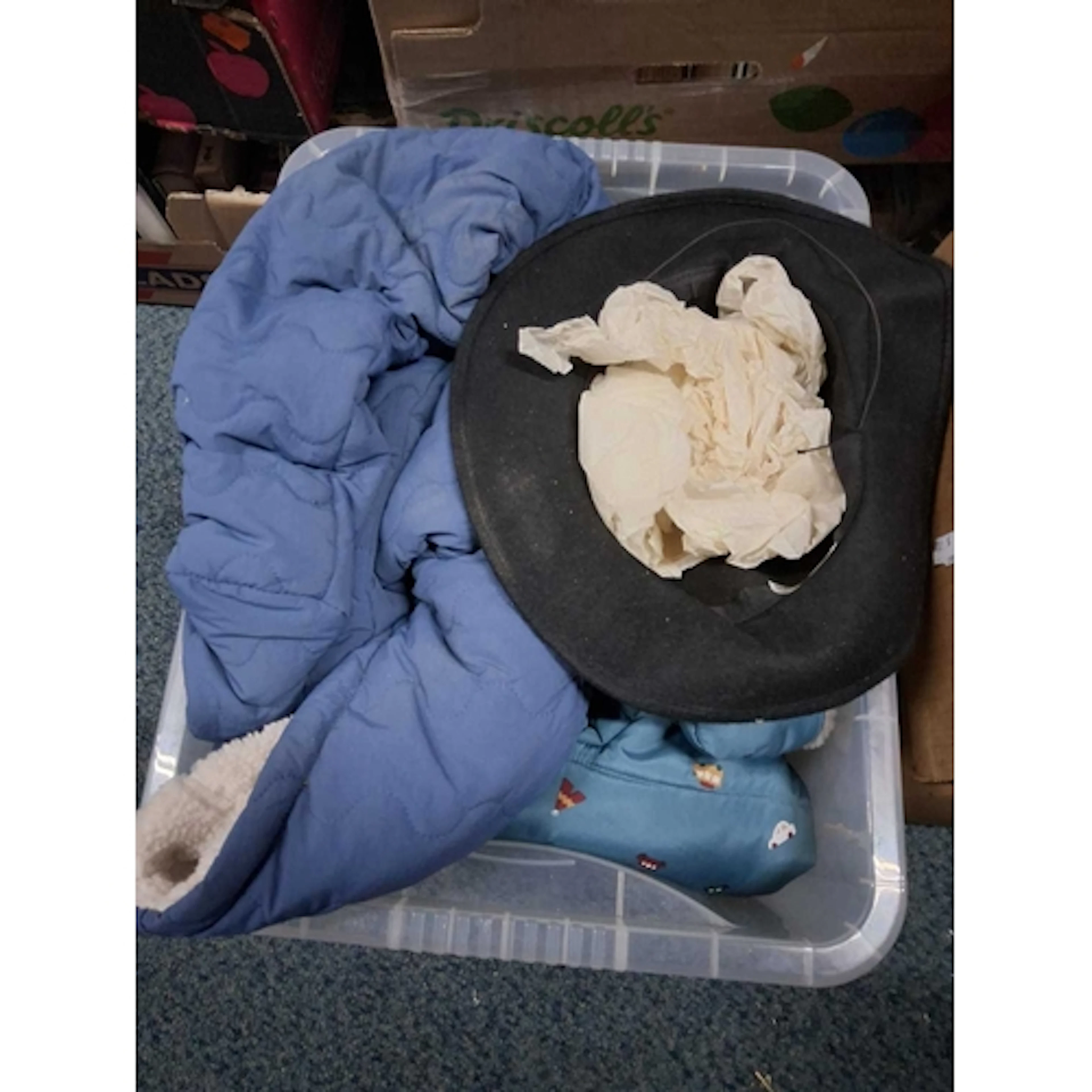 FIVE BOXES OF WOMENS CLOTHING, to include coats, jumpers, to...