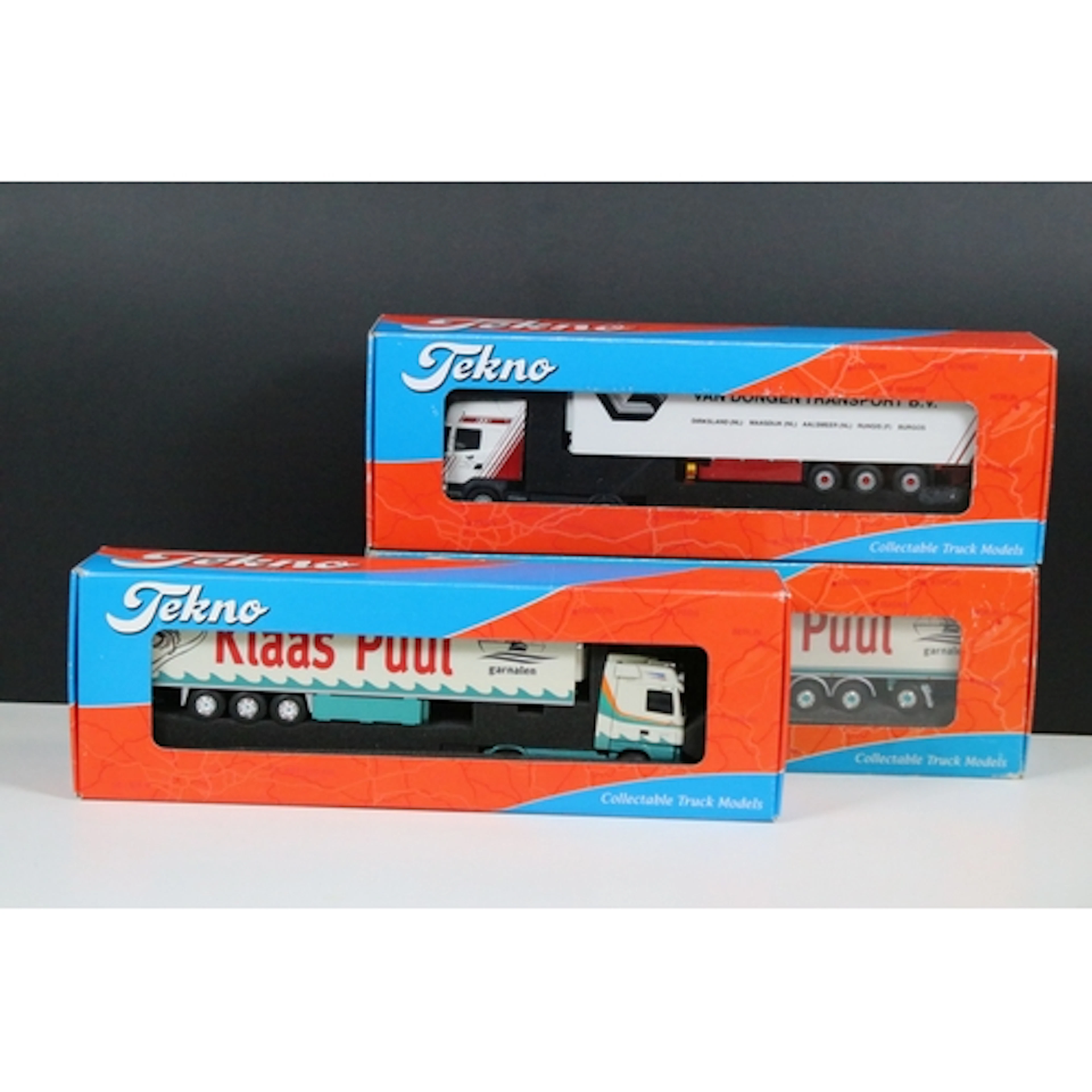 Three boxed Tekno Collectable Truck Models 1/50 diecast haul...