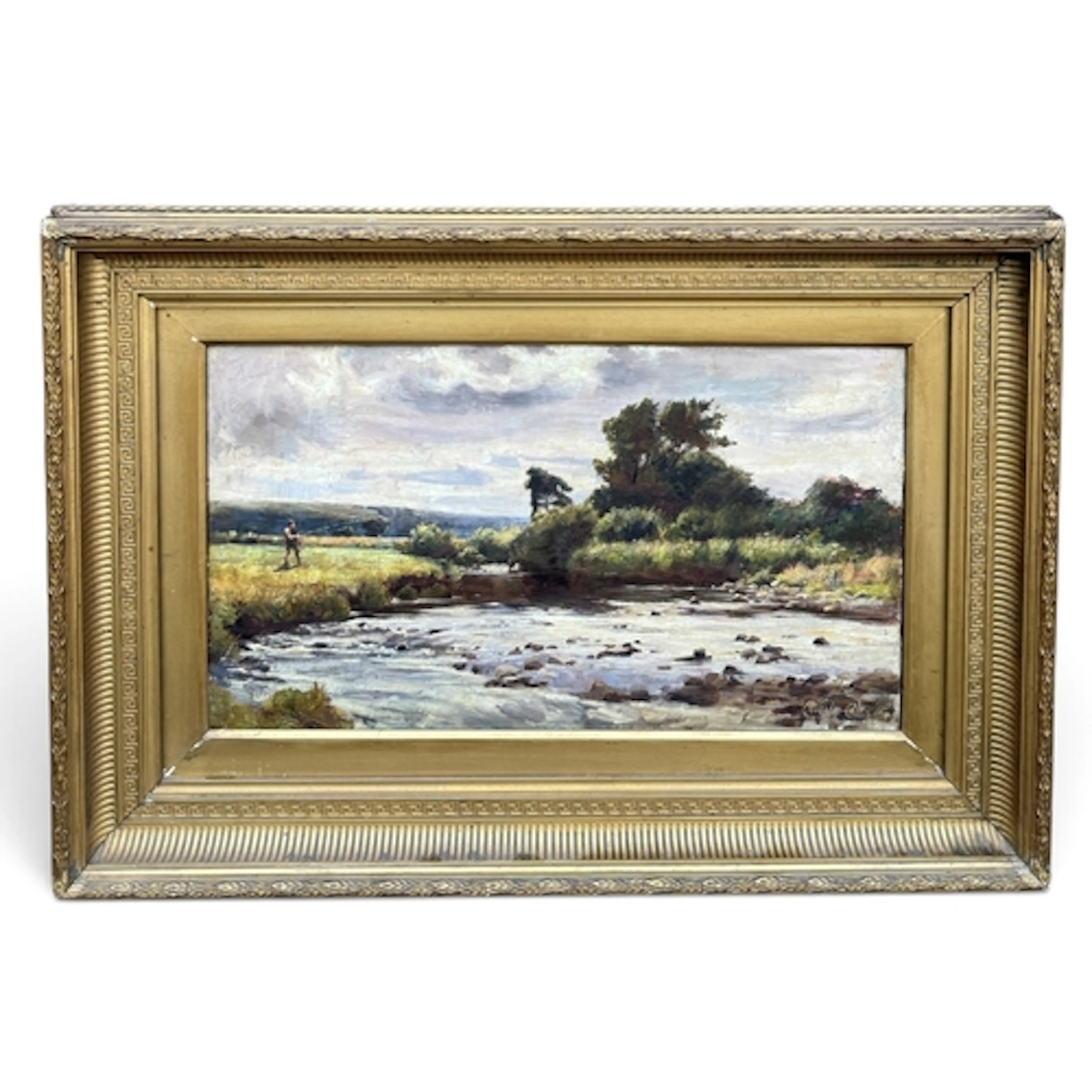 CHISHOLM COLE (BRITISH 1871-1902): RIVER LANDSCAPE Oil on ca...