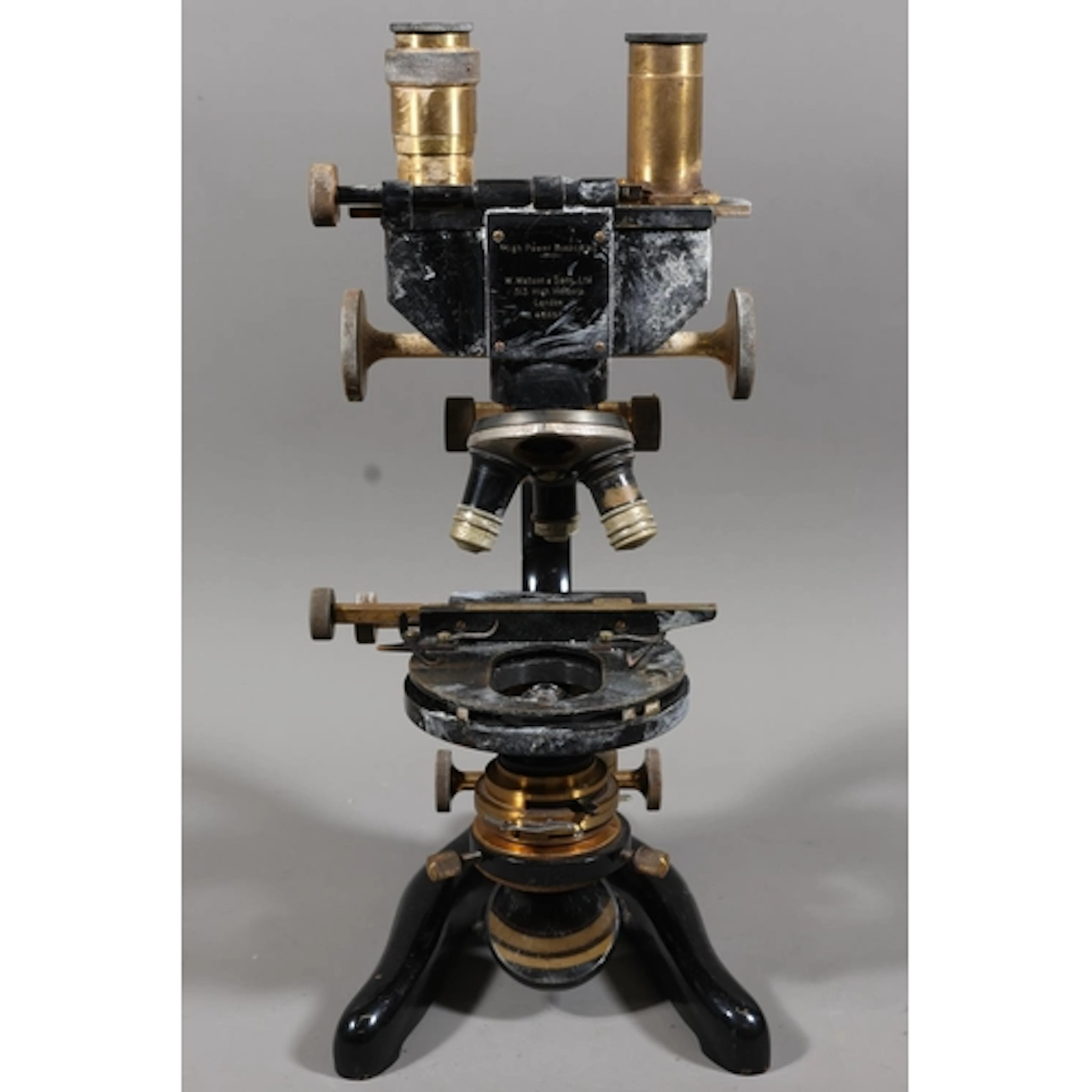 Cased high powered binoculars by W A Watson & Son, 131 H...