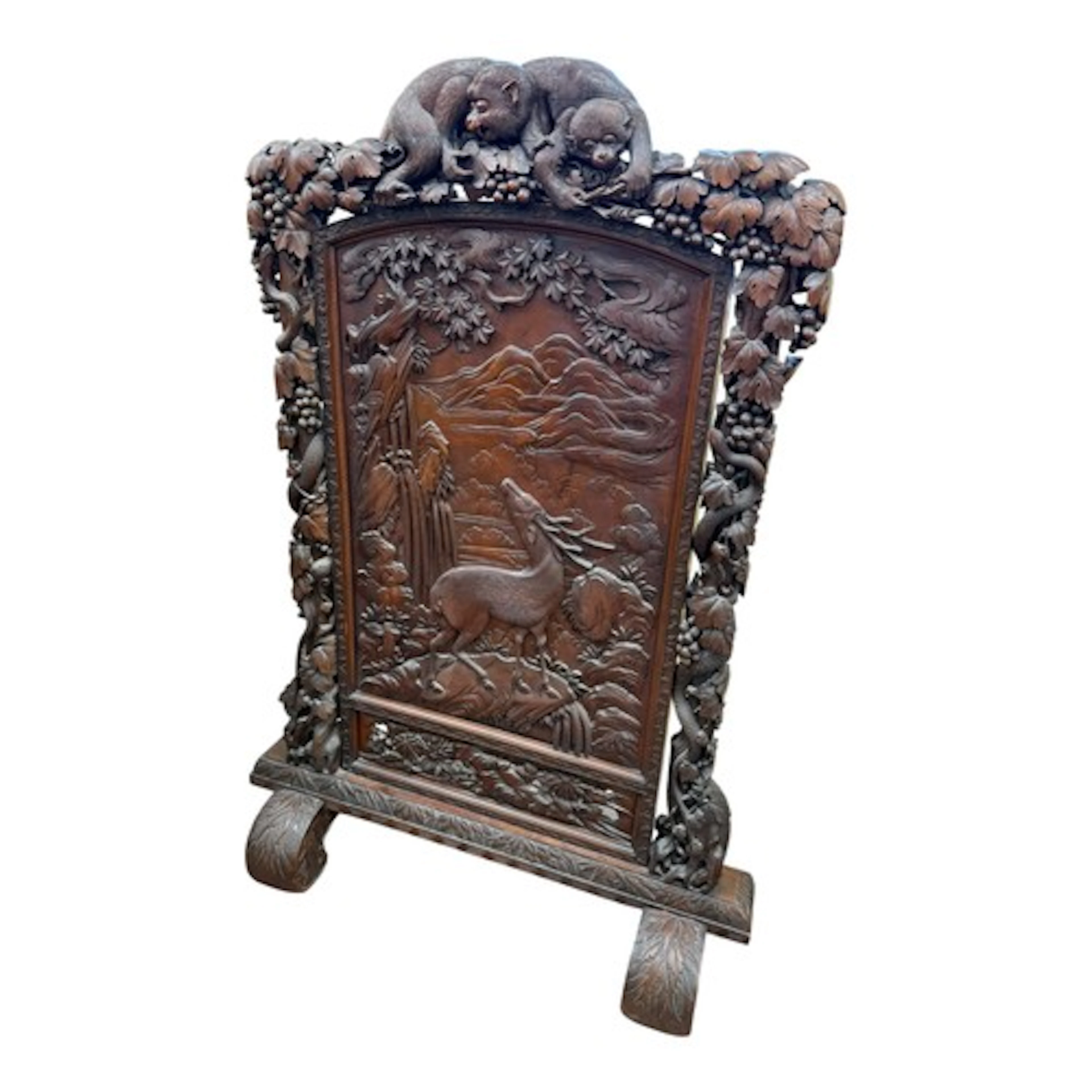 A large and impressive Japanese carved double-sided hardwood...