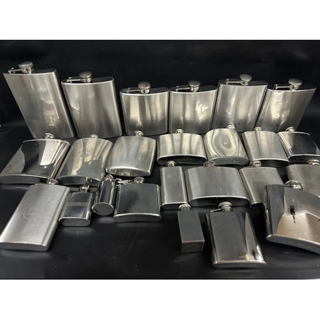 A collection of hip flasks