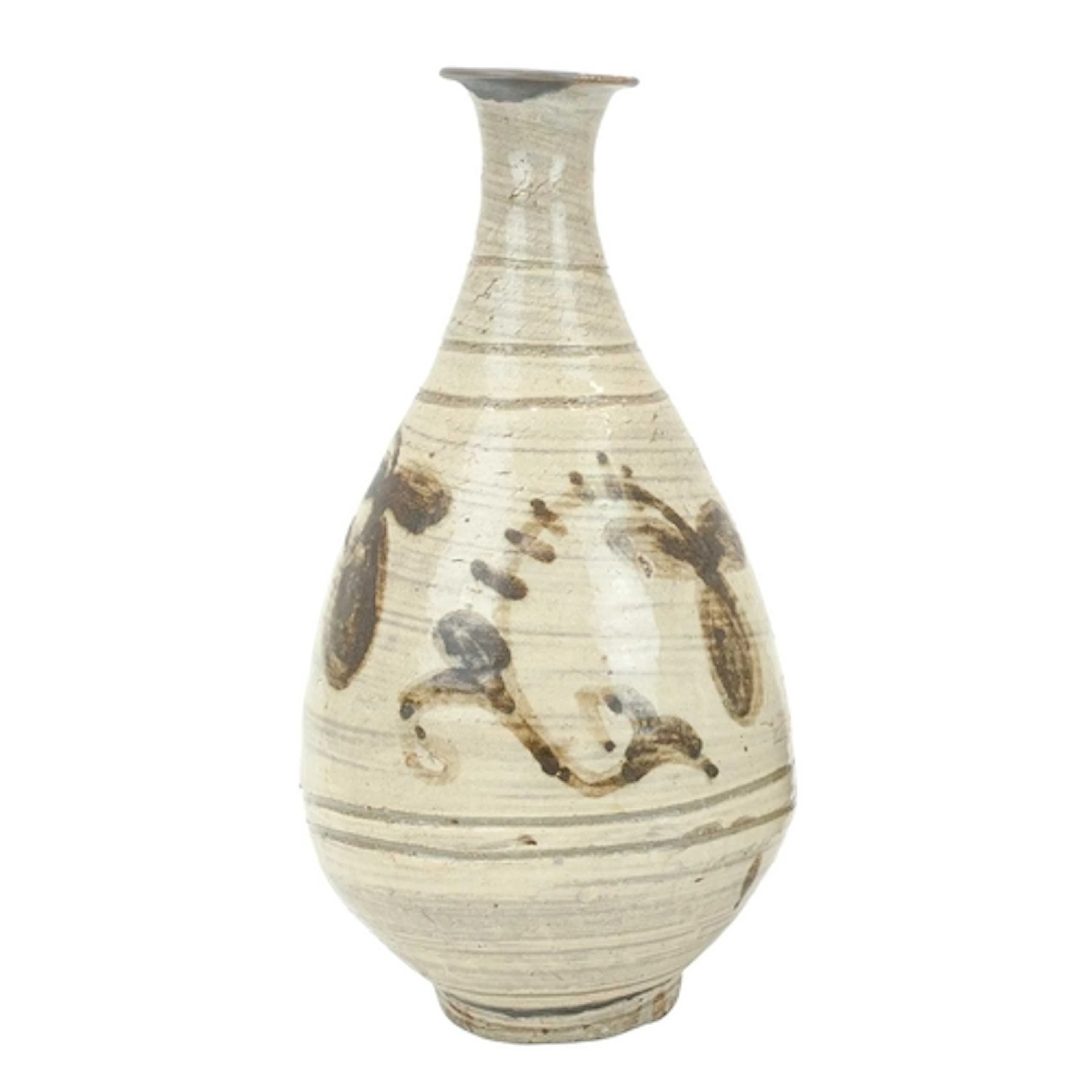 A Korean Buncheong ware bottle vase. 16th century, painted i...