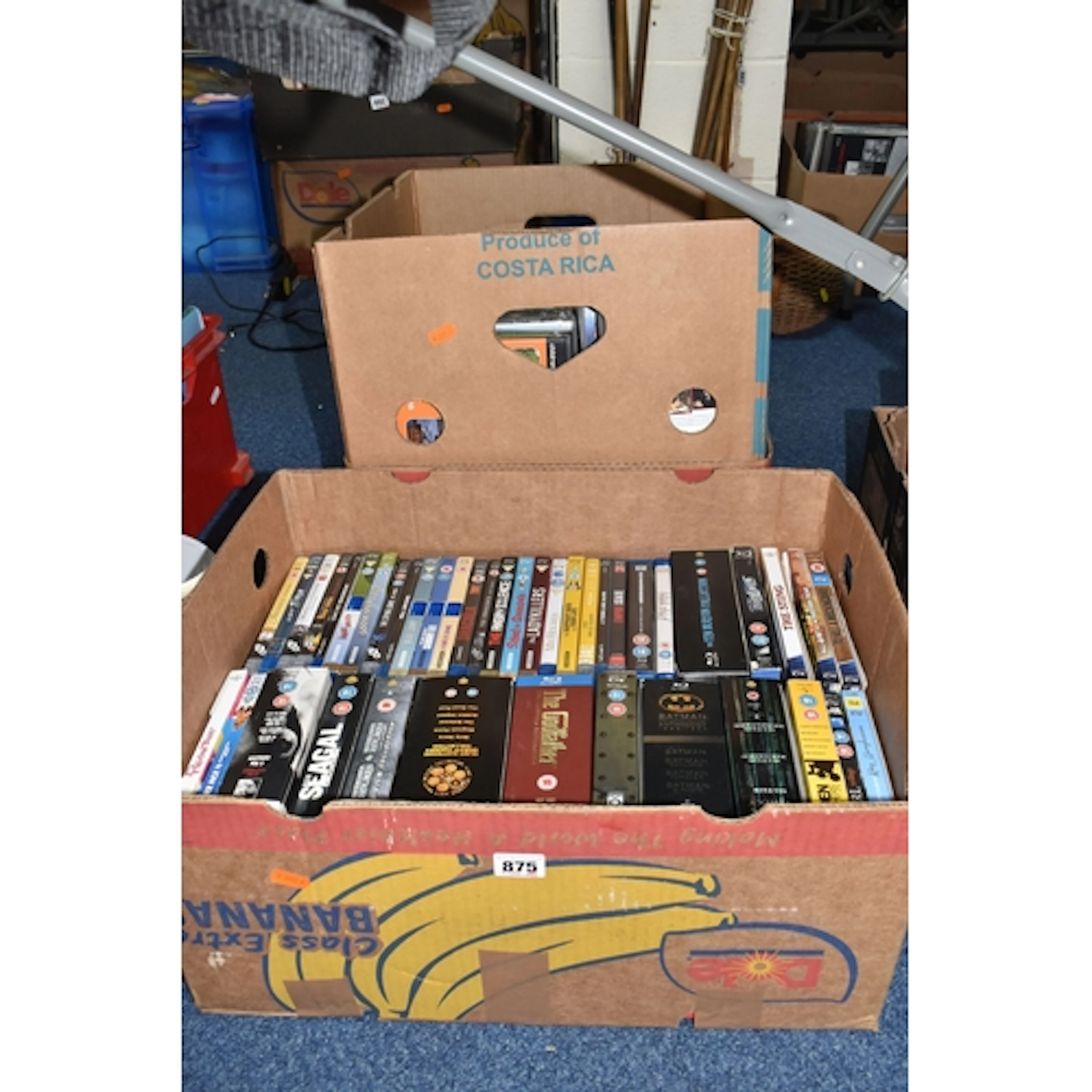 THREE BOXES OF BLU RAY AND DVD titles comprising a group of ...