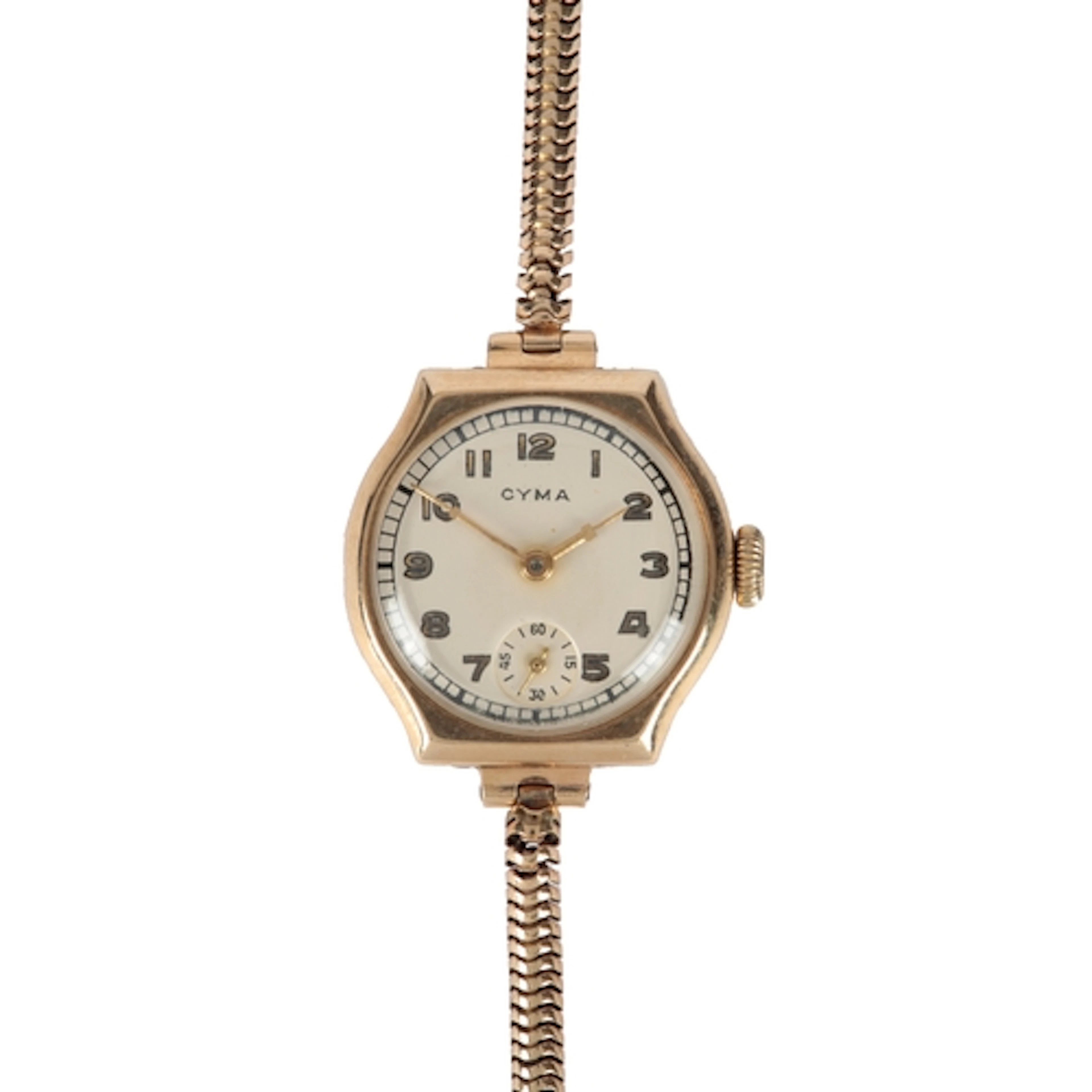 A lady's 1950's 9ct gold Cyma manual wind wrist watch, with ...