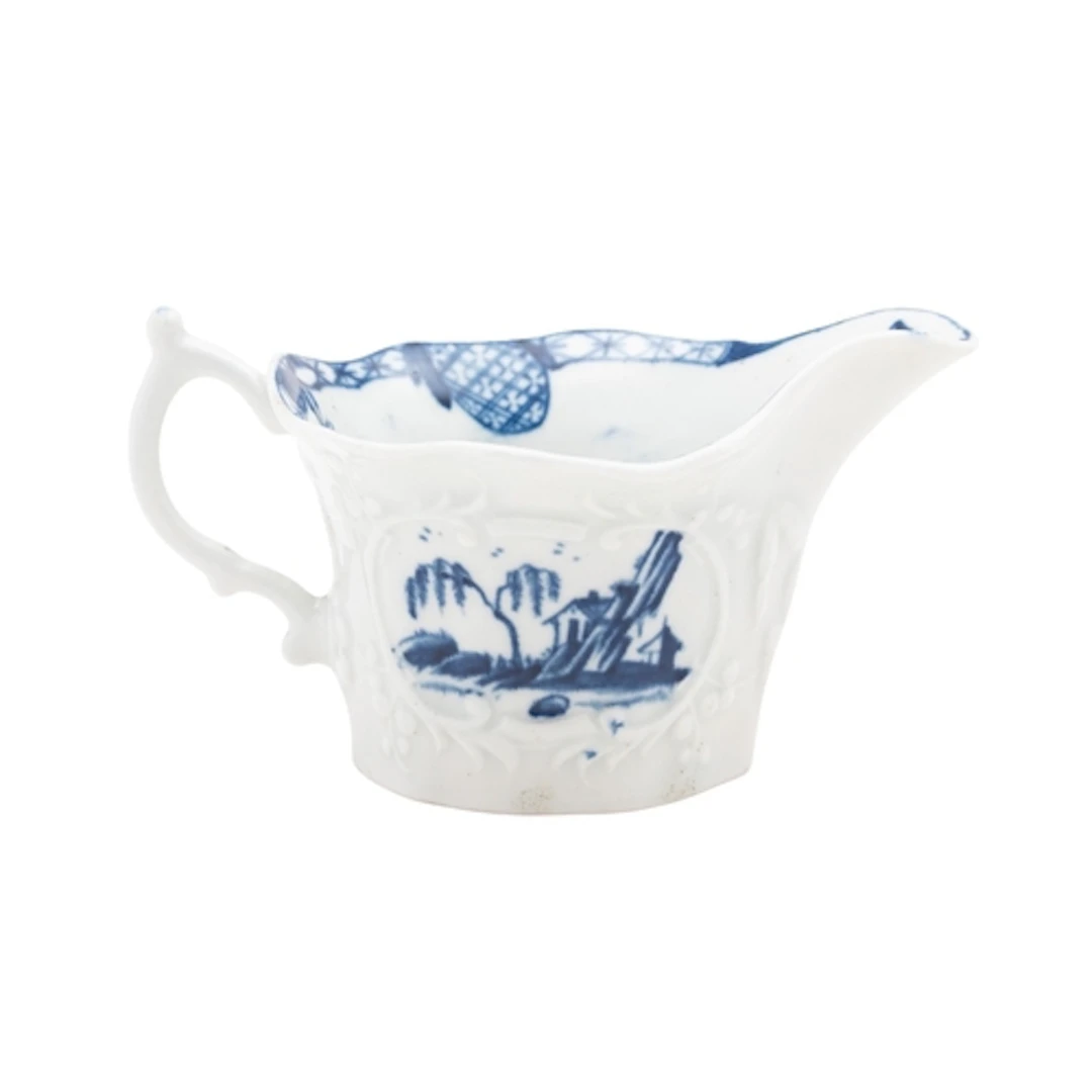An early First Period Worcester blue and white hexagonal cre...