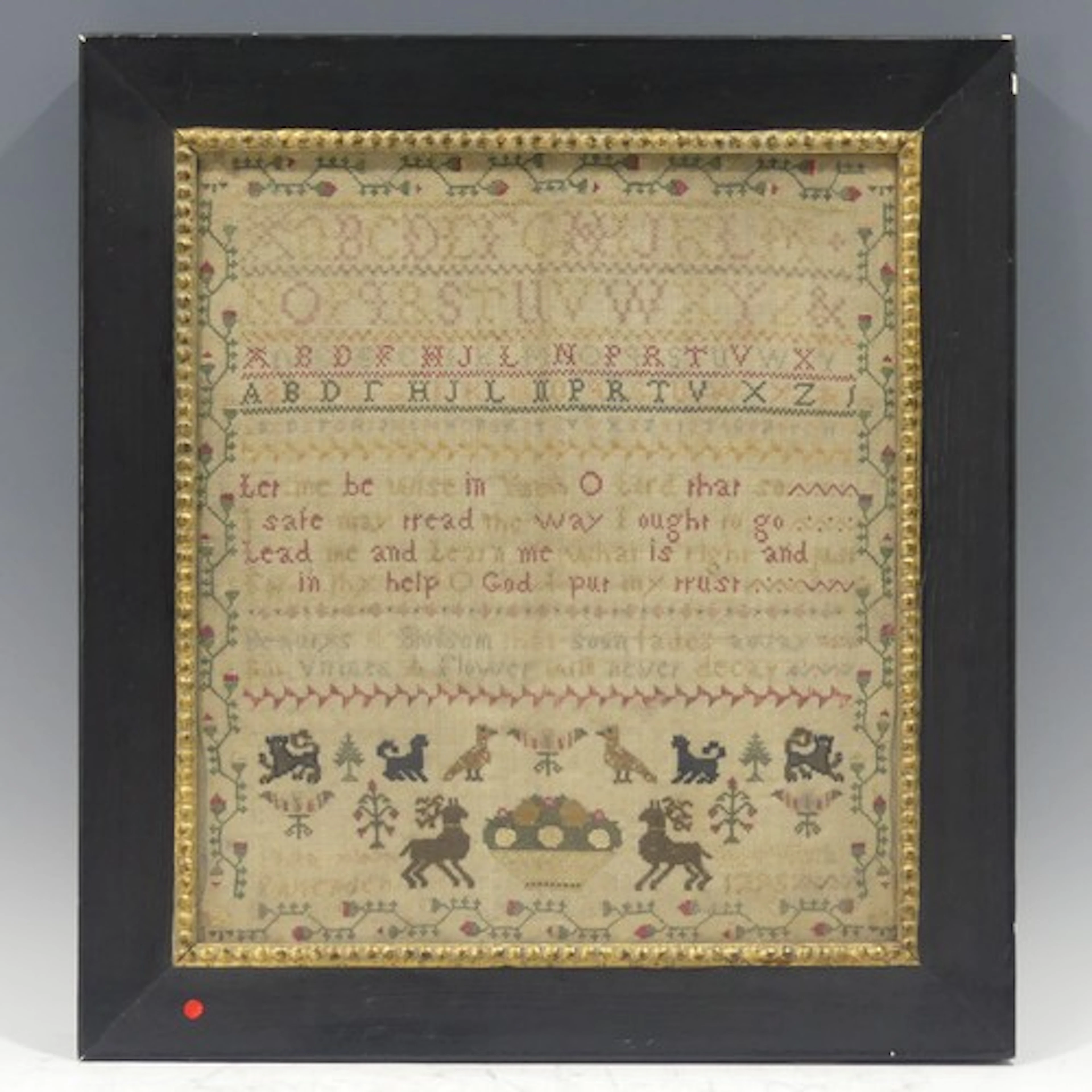 An late 18th century needlework alphabet Sampler, dated 1798...