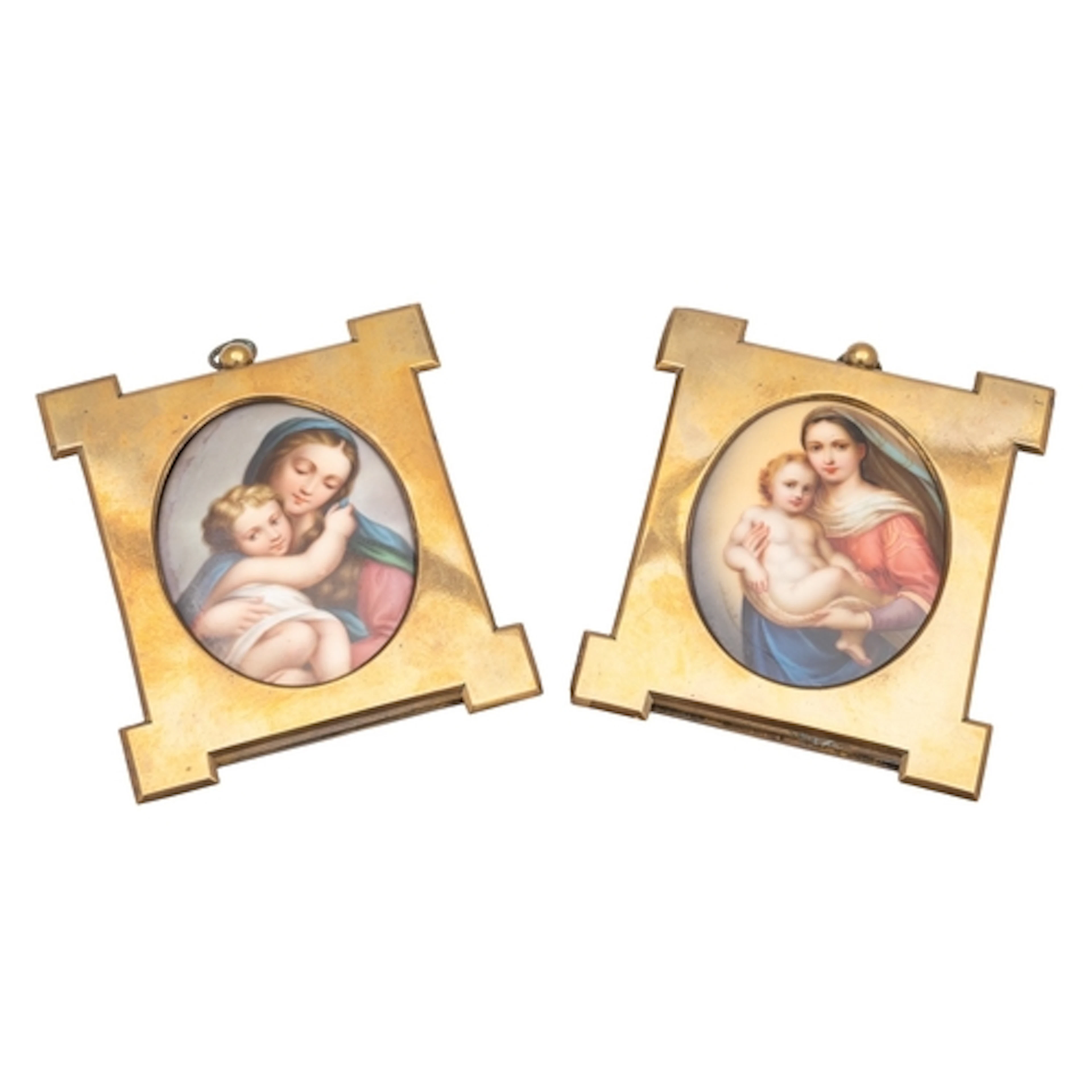 A pair of small Continental oval porcelain plaques in the Be...