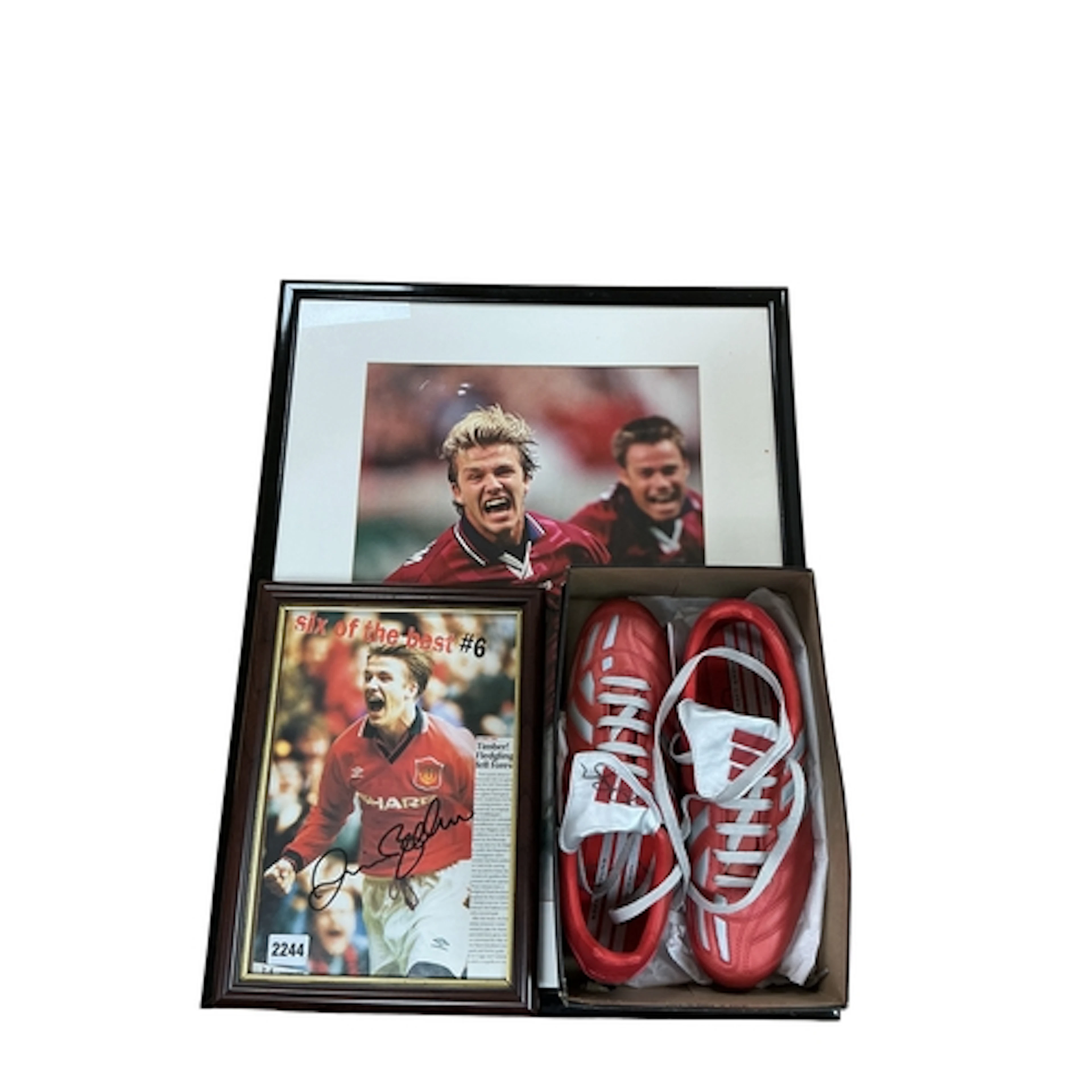 David Beckham of Manchester United, two signed pictures and ...