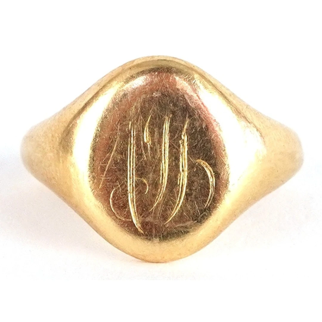 Heavy gentlemen's 18ct gold signet ring, size Q, 10.9g.