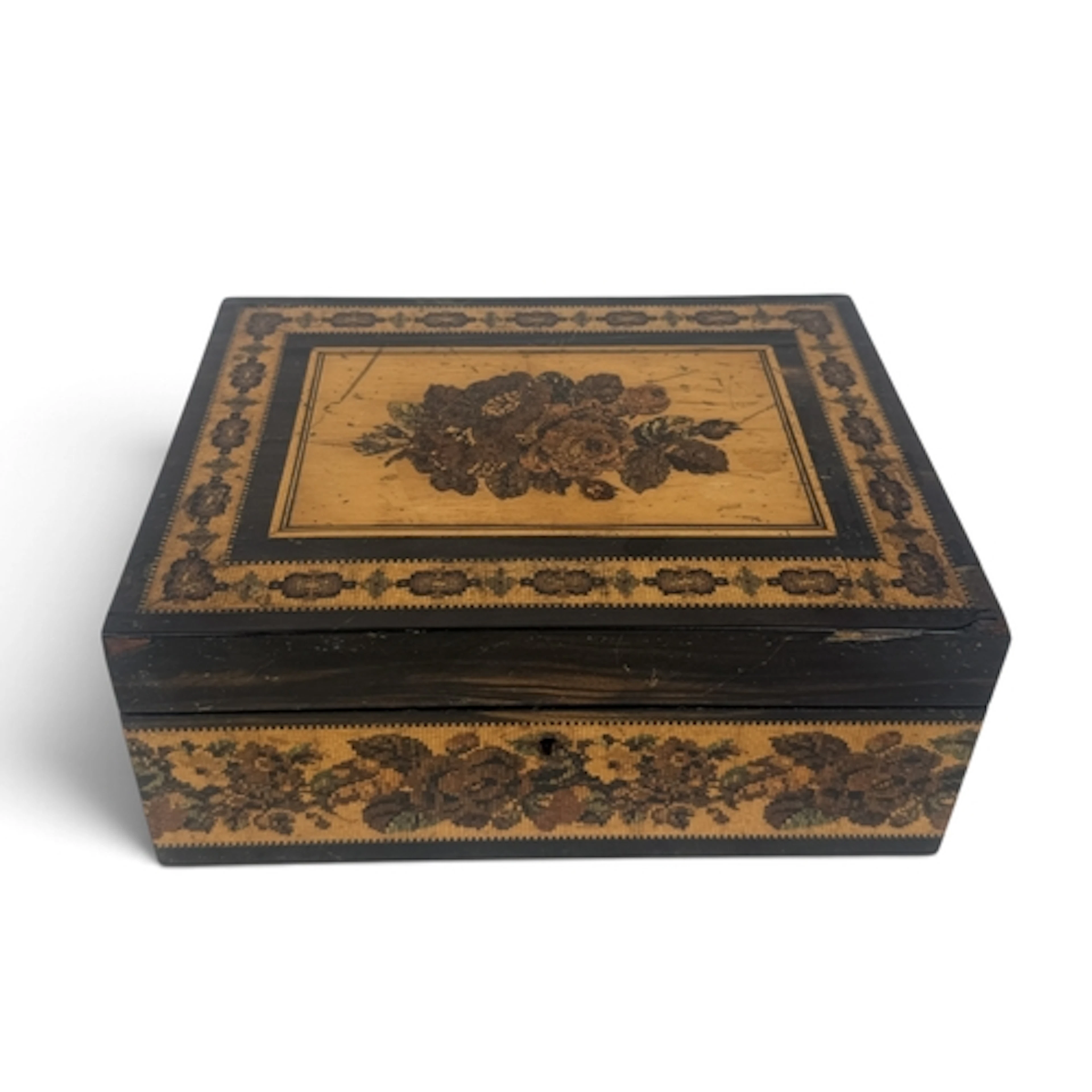 A TUNBRIDGE WARE JEWELLERY BOX