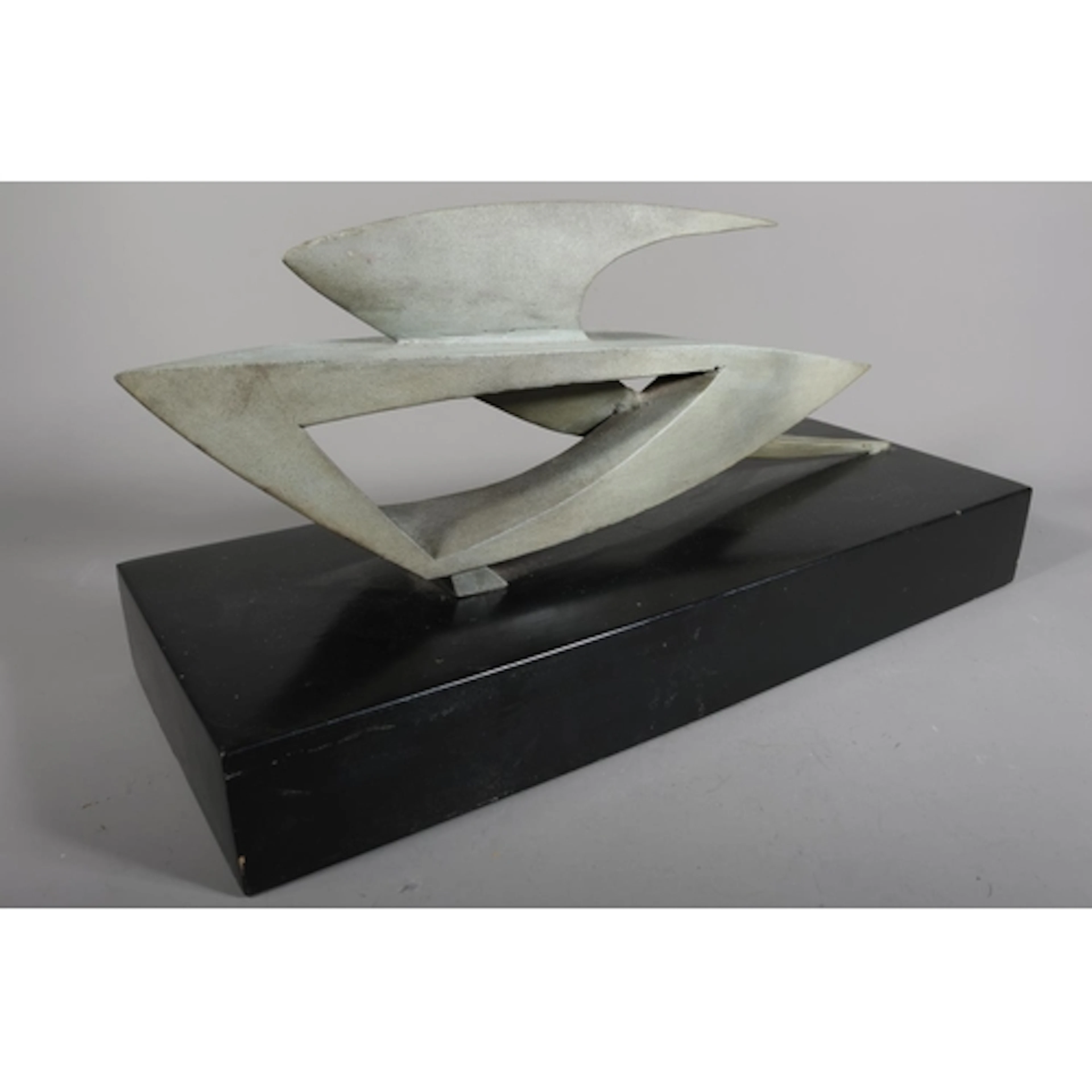 20th century metal sculpture, the base with paper label 'Joh...