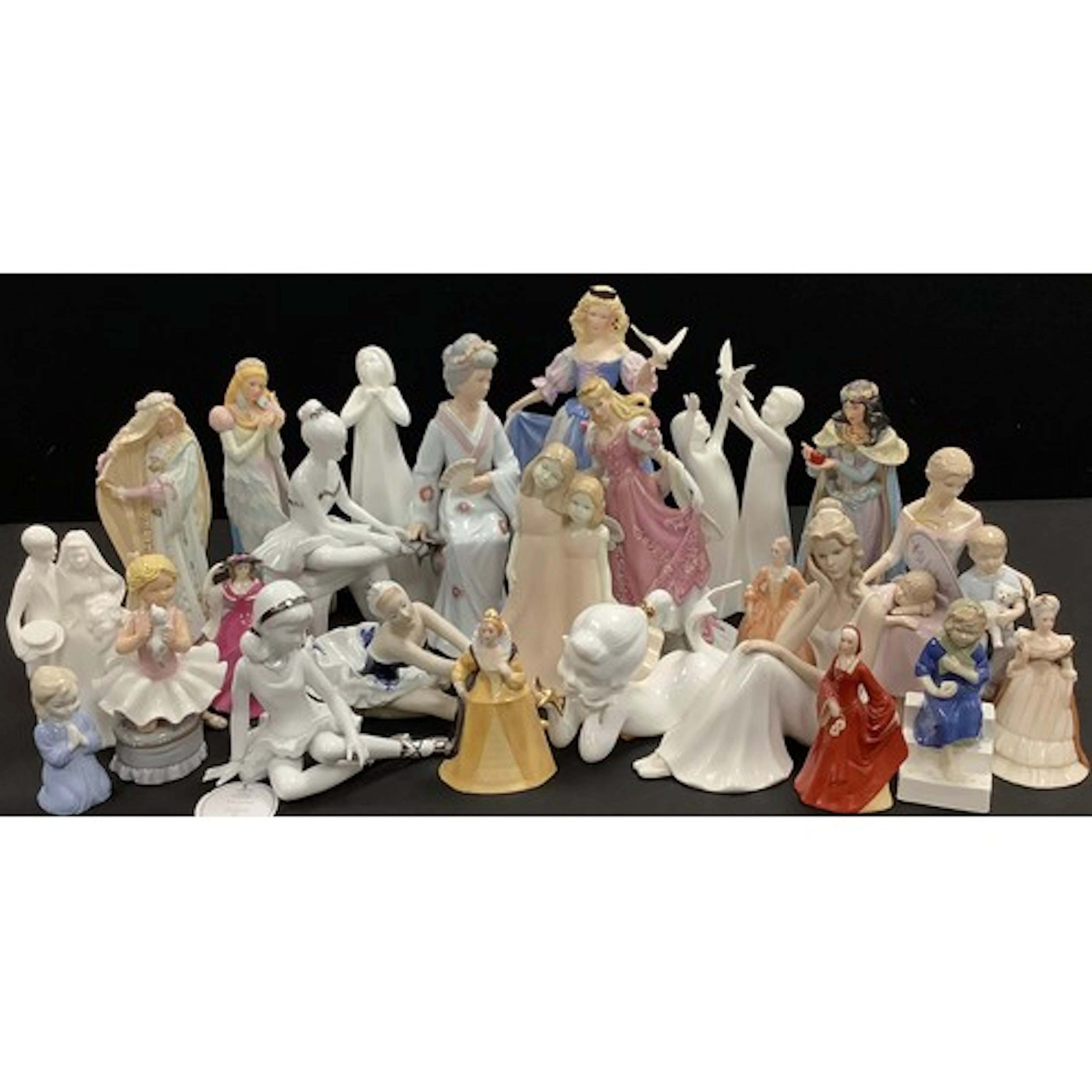 A Wallendorf porcelain ballerina; a set of four Lenox prince...