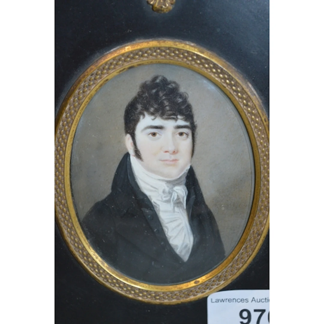 Attributed to Jeremiah Steele, oval miniature painting on iv...