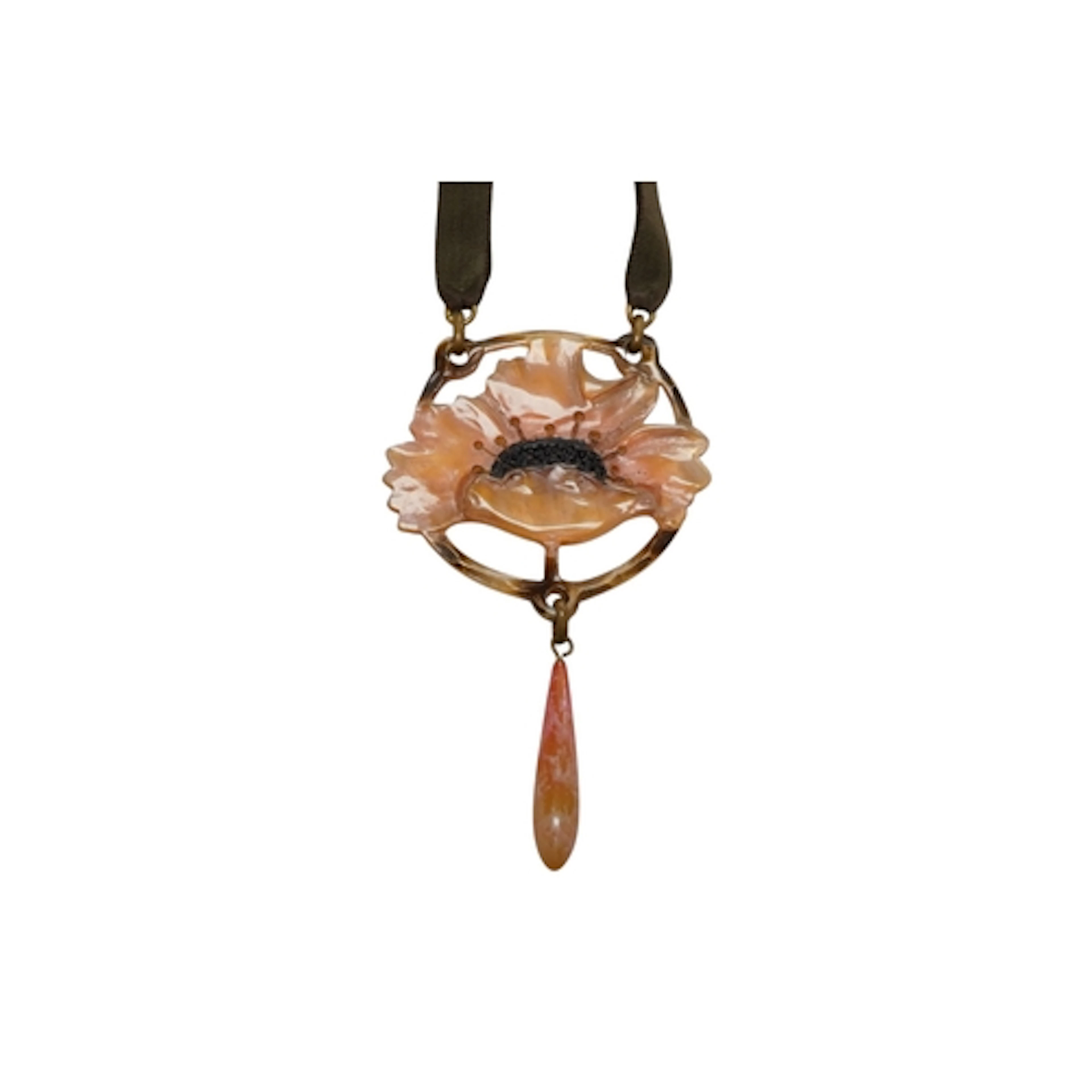 An early 20th century French Art Nouveau buffalo horn poppy ...