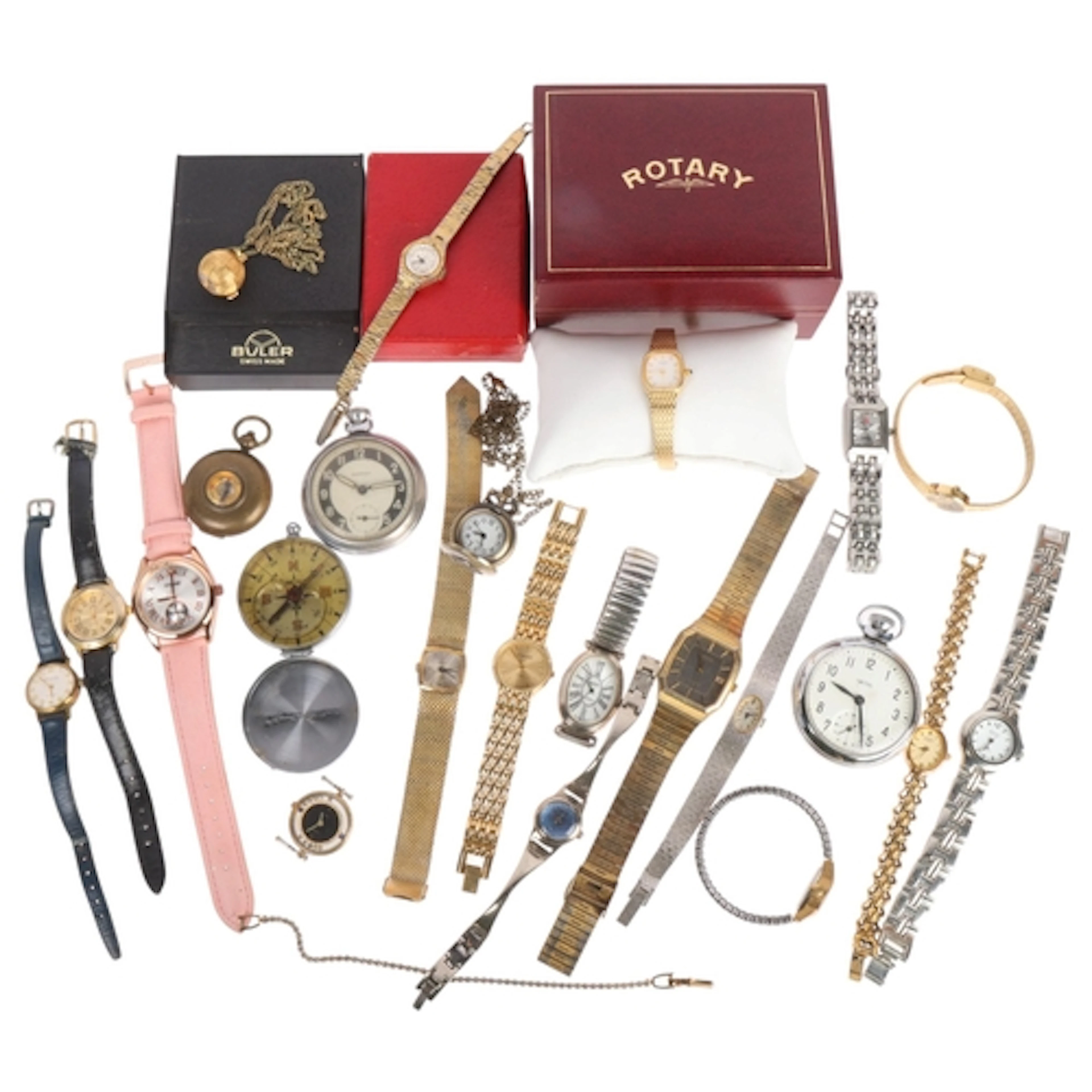 Various wristwatches and pocket watches, including Rotary, I...