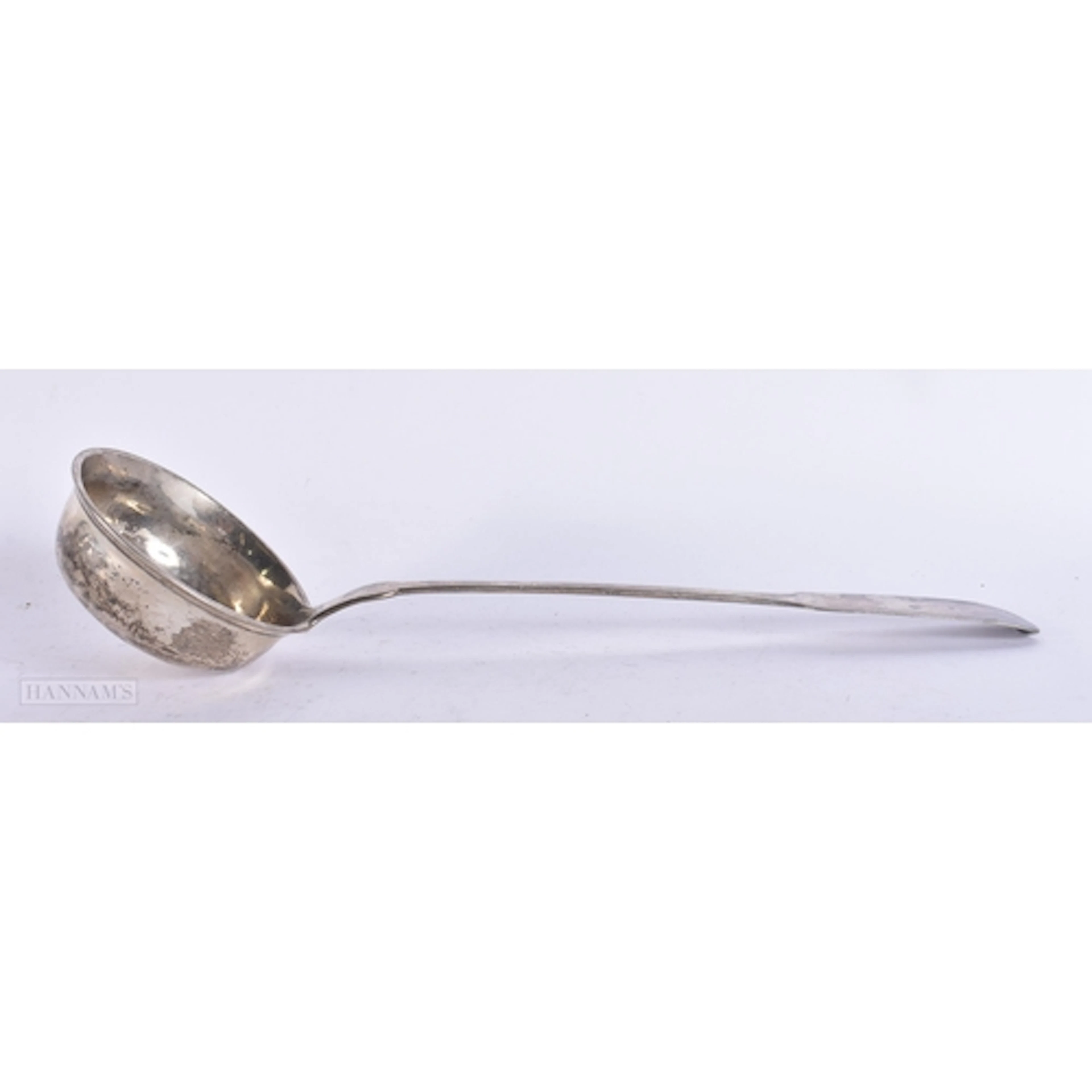AN ANTIQUE CONTINENTAL SILVER LADLE. 200 grams. 34 cm long.