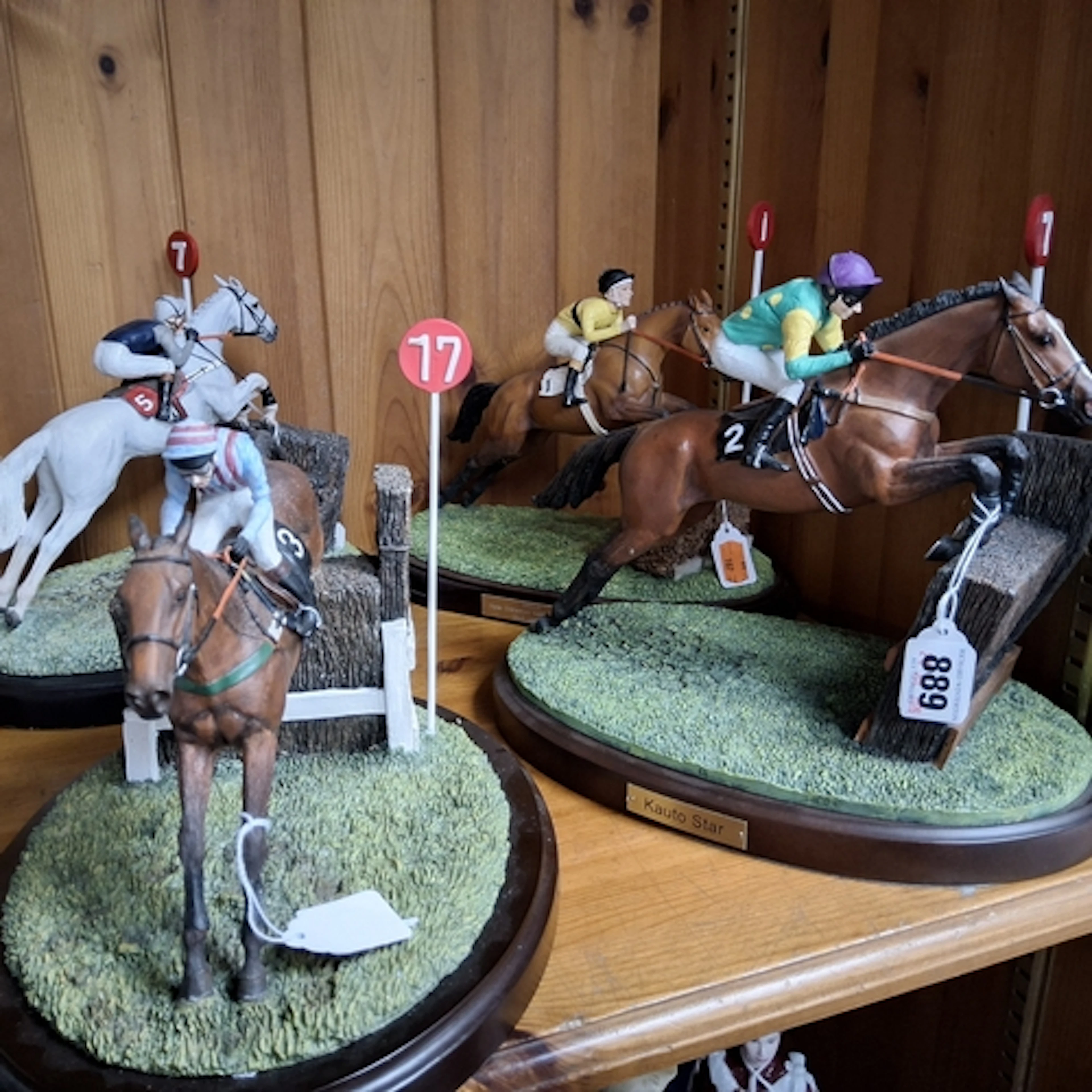 FOUR COUNTRY ARTISTS HORSE RACING SCULPTURES designed by Rac...