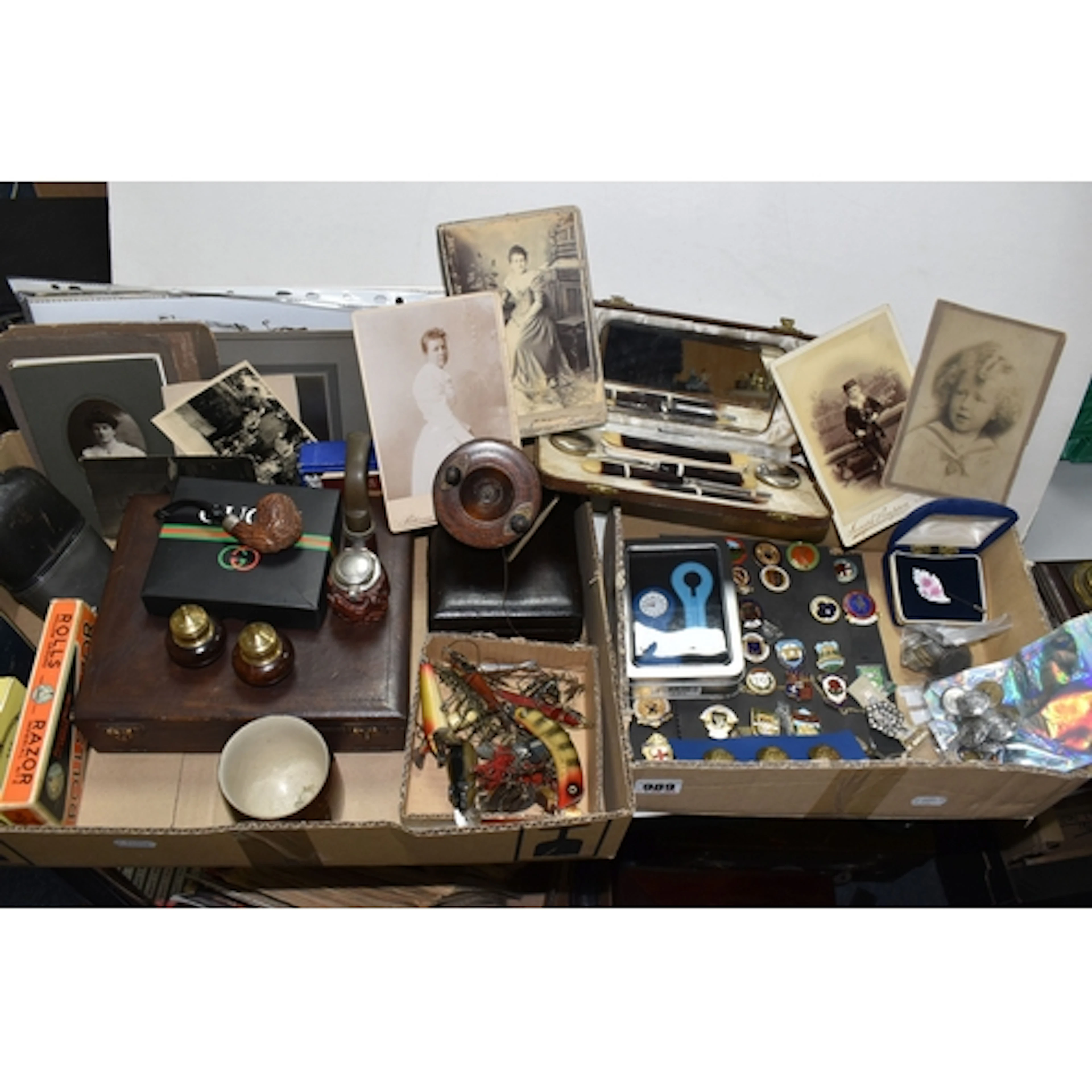 TWO BOXES OF MAINLY VINTAGE HOUSEHOLD ITEMS to include a cas...