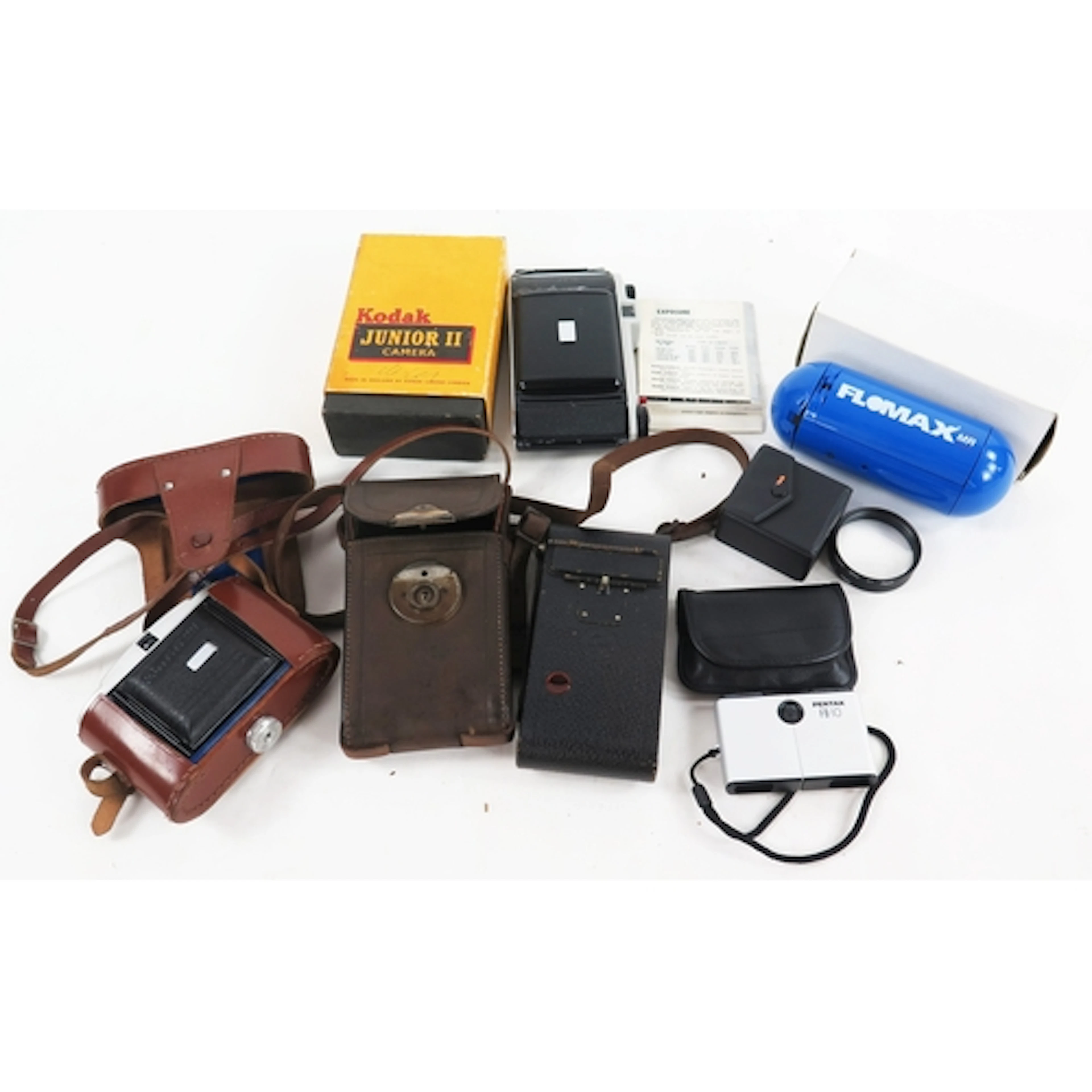 Pentax FB10 Compact Binoculars 10x18 and group of vintage ca...