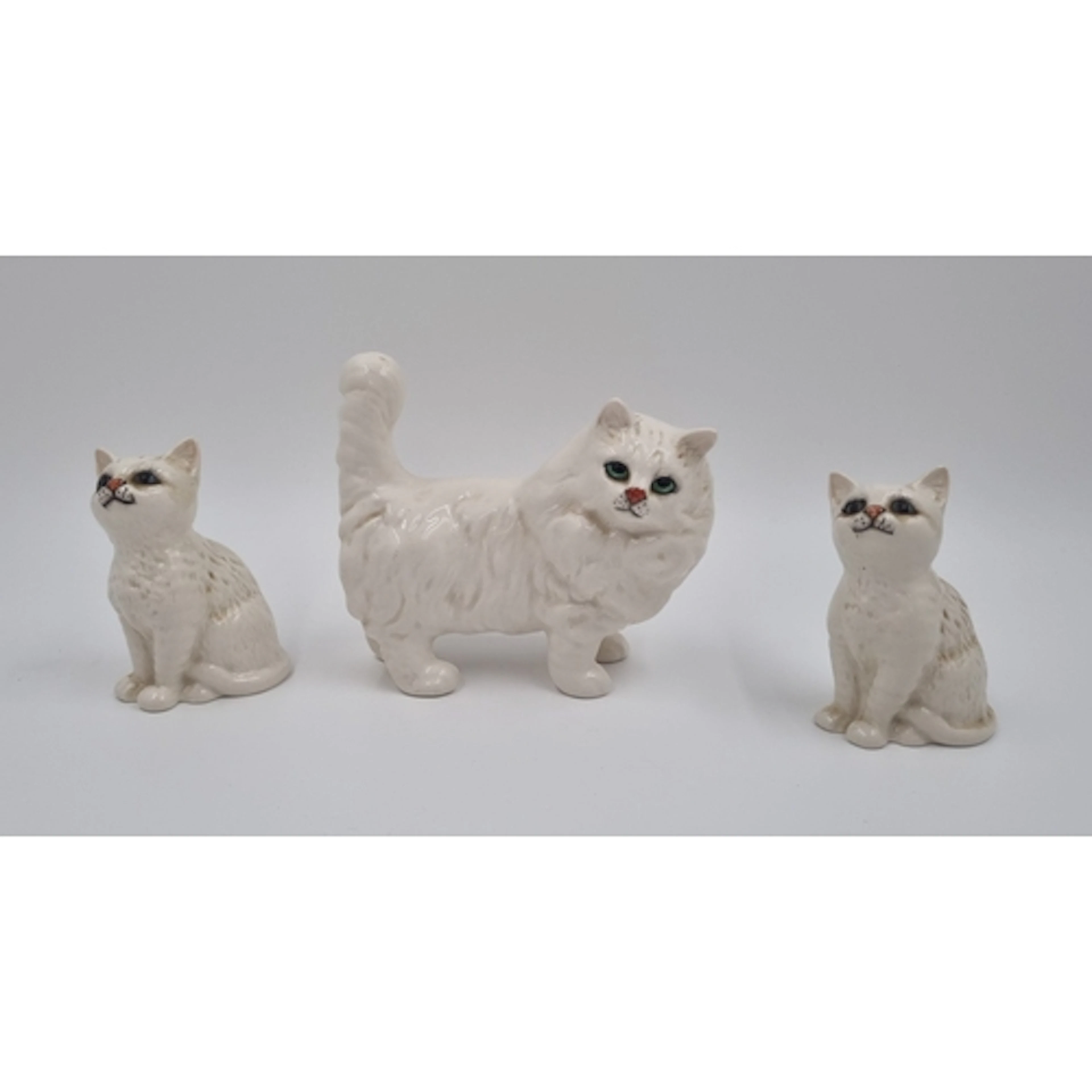Lot of 3x Beswick England glazed bone China cat figures H:13...