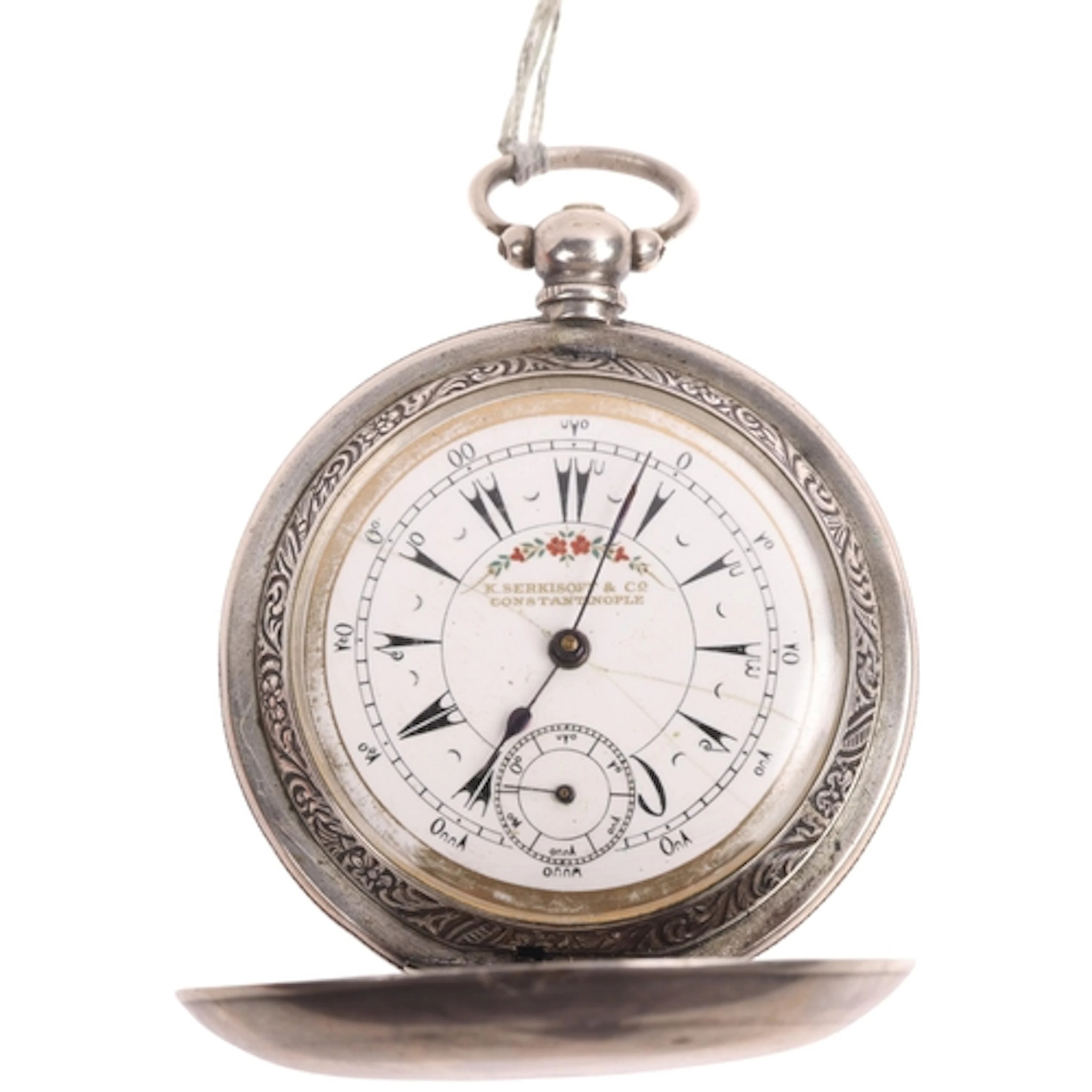 A Turkish silver open-face key-wind full hunter pocket watch...