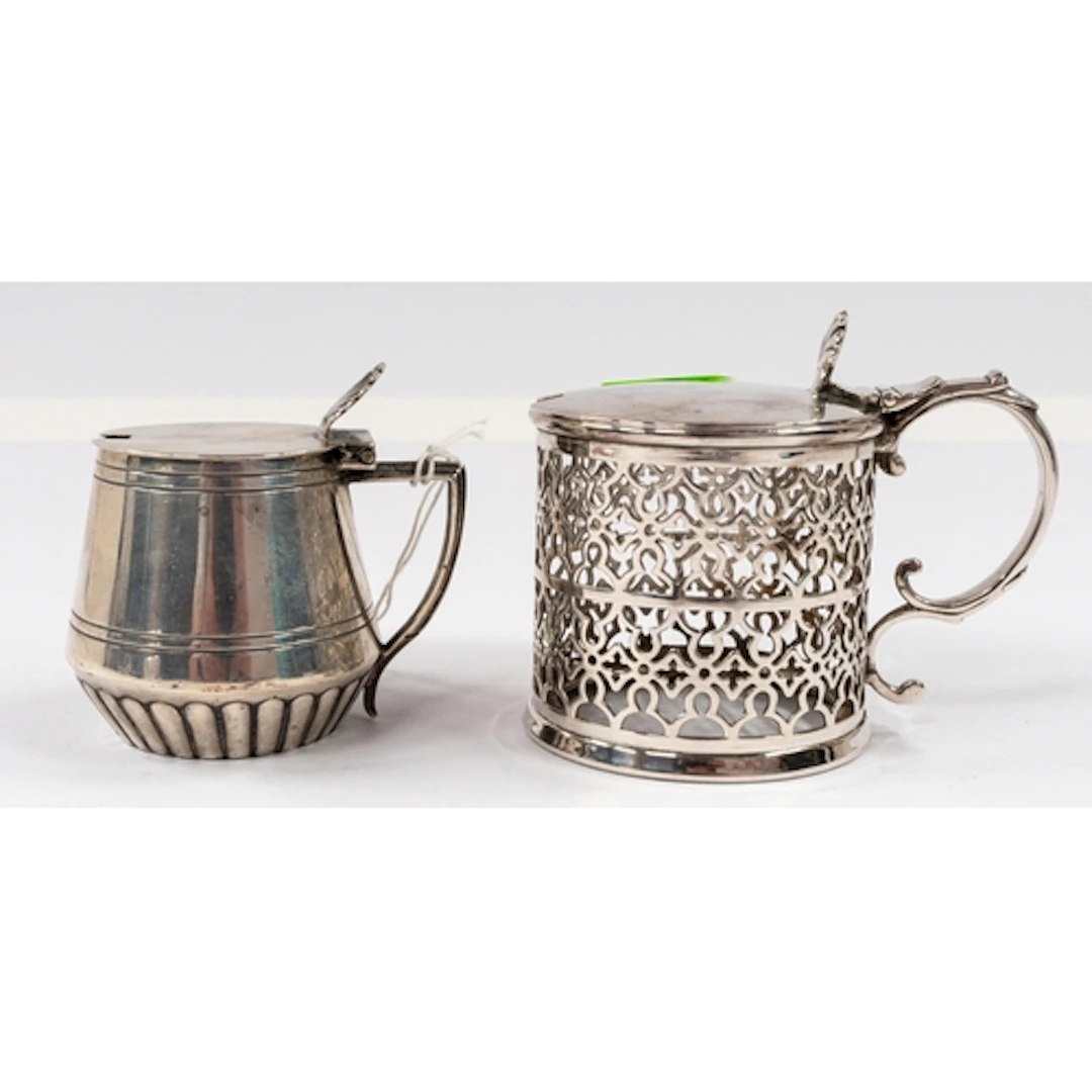 Silver: a baluster mustard pot, Sheffield 1896, with shell t...