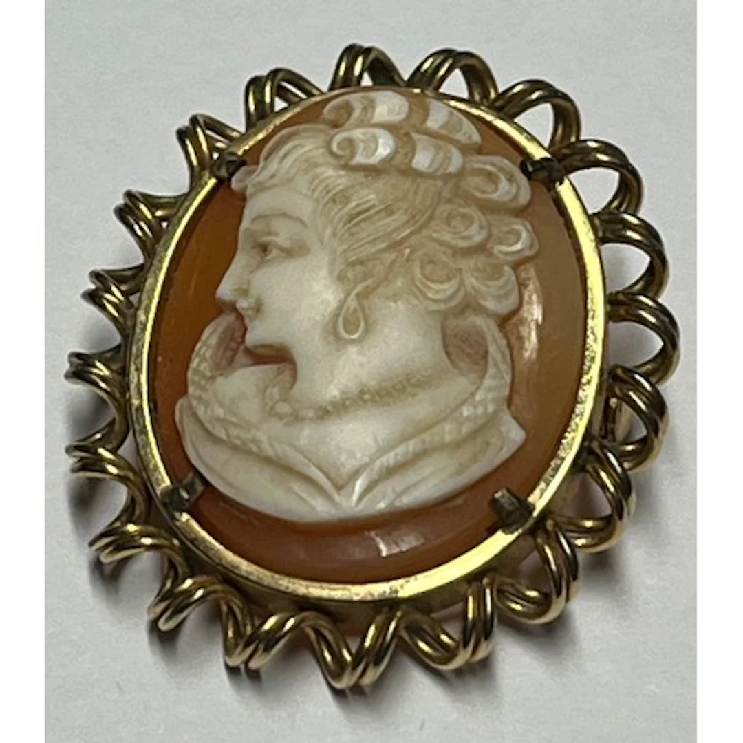 9ct gold mounted cameo brooch.